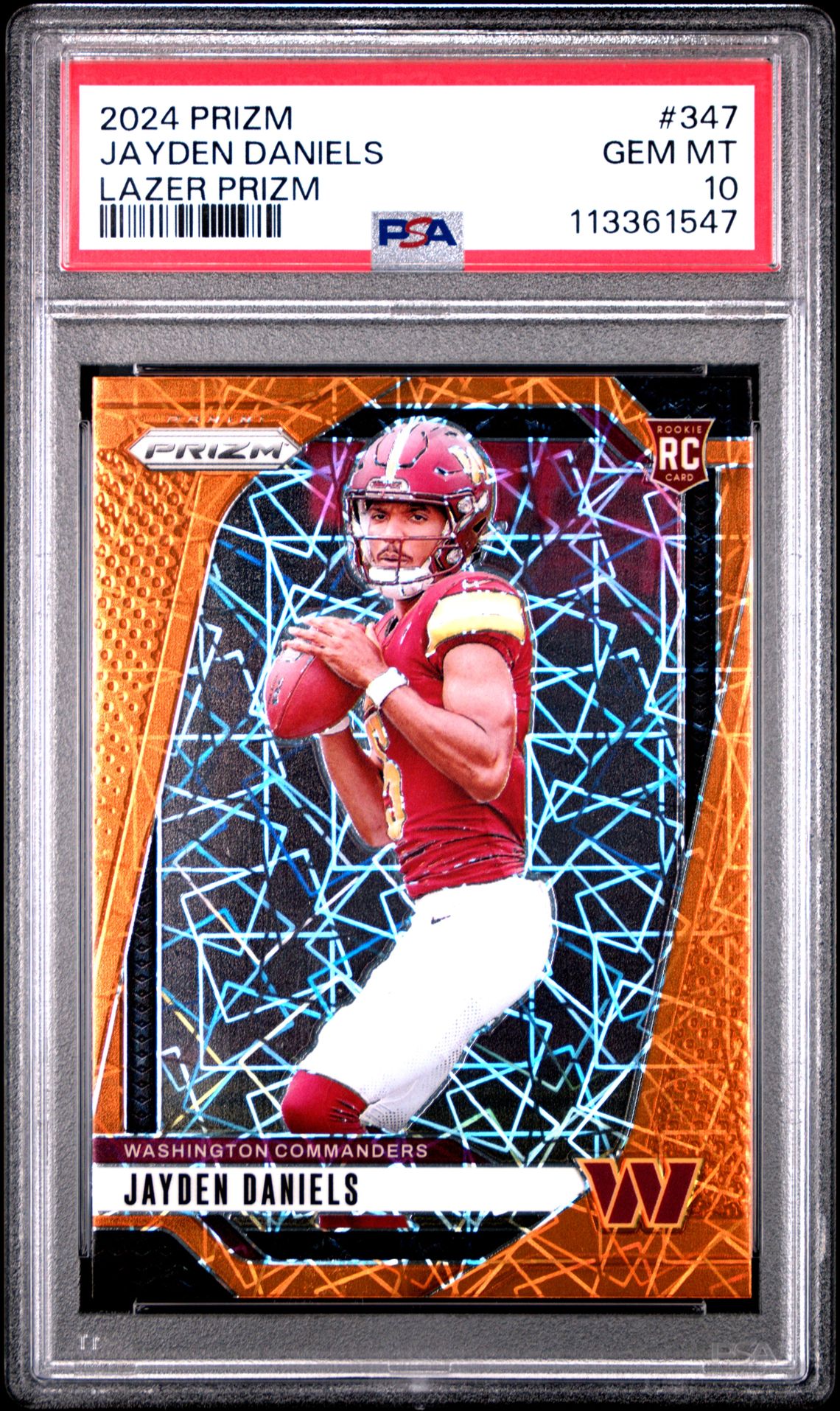 2024 Panini Prizm Jayden Daniels #347 (Lazer Prizm) Gem Mt 10 front