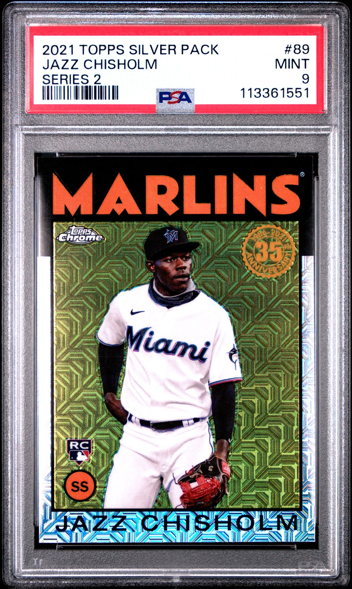 2021 Topps Silver Pack 1986 Chrome Promo Jazz Chisholm #89 (Series 2) Mint 9 front