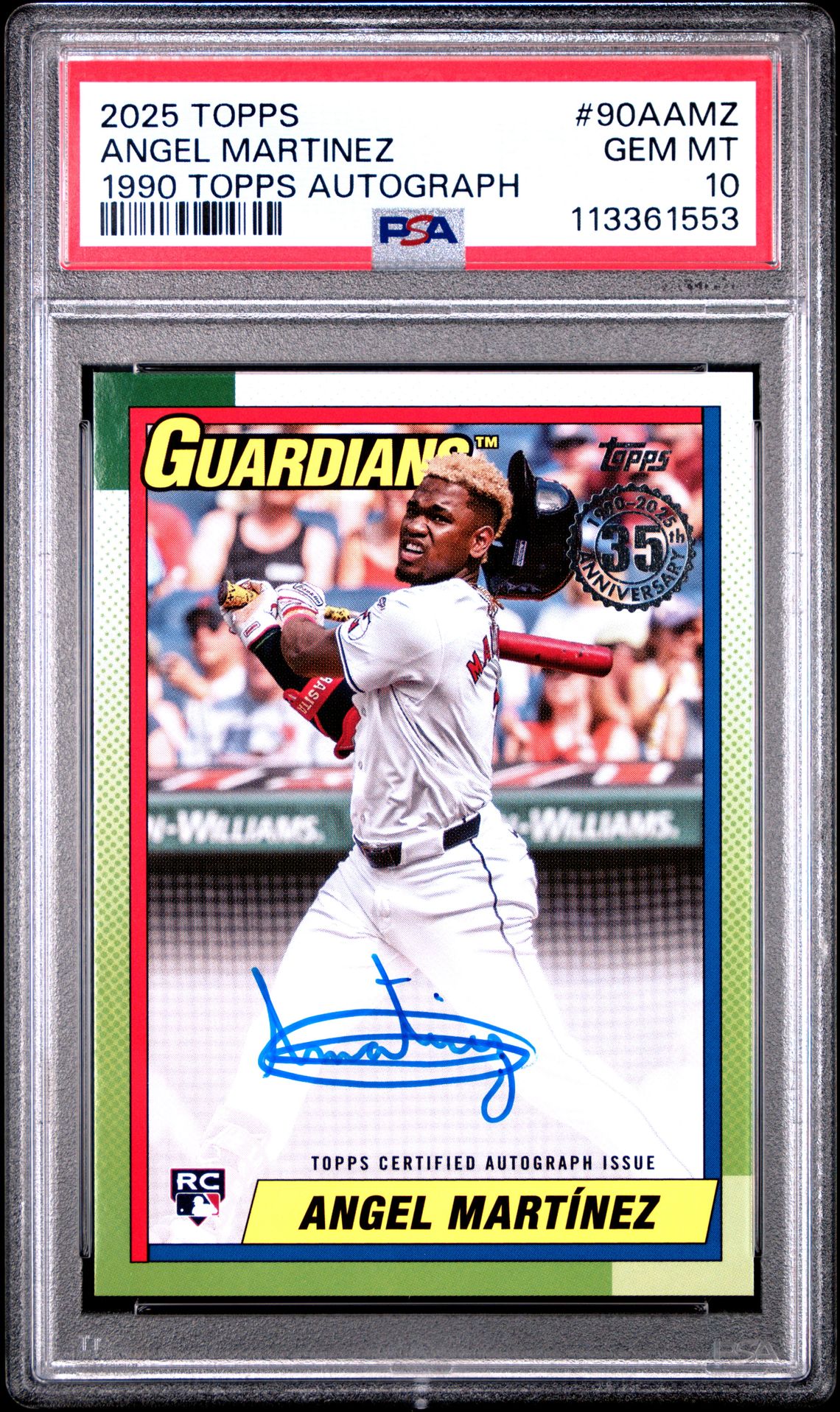 2025 Topps 1990 Topps Baseball Autographs Angel Martinez #90Aamz Gem Mt 10 front