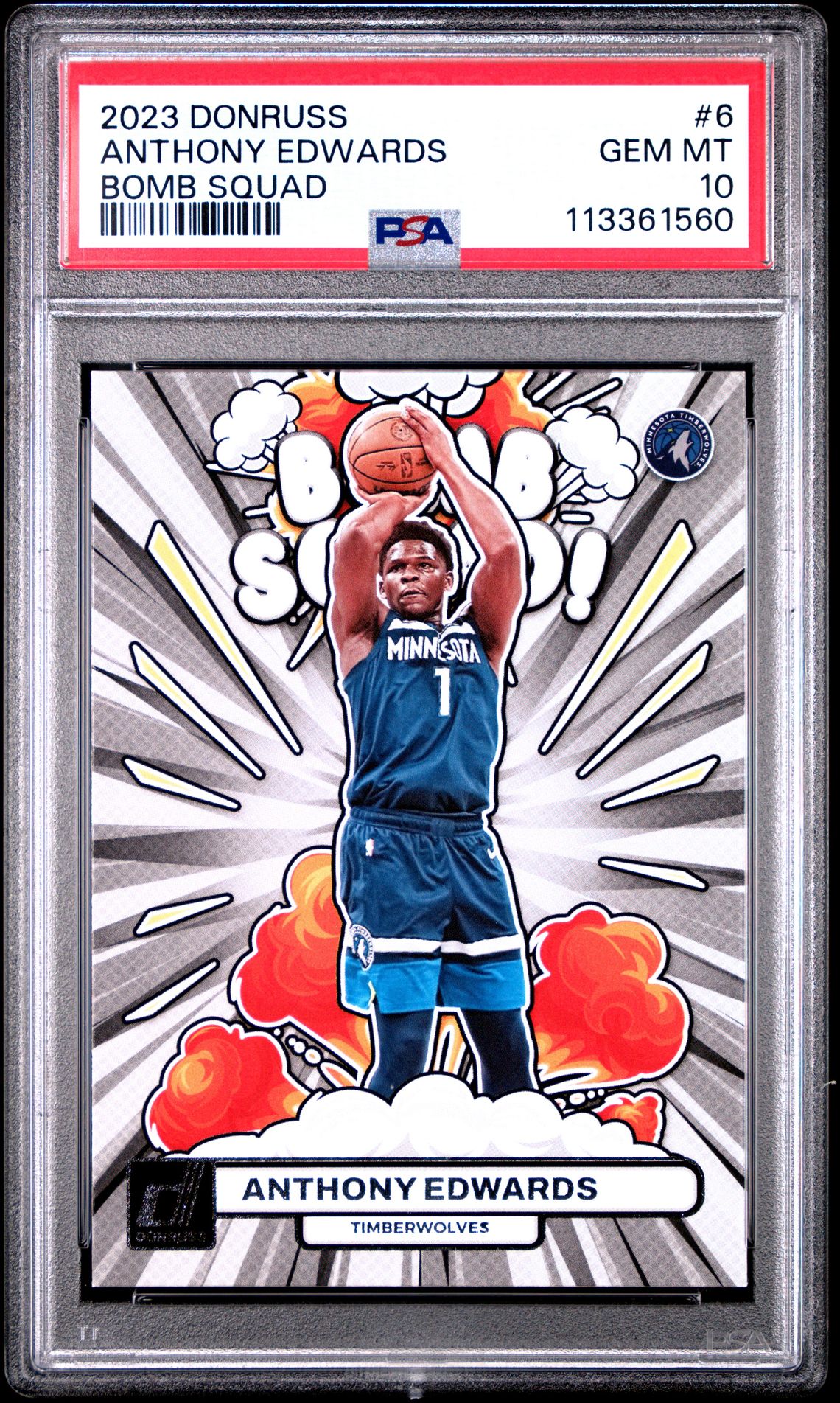 2023 Panini Donruss Bomb Squad Anthony Edwards #6 Gem Mt 10 front