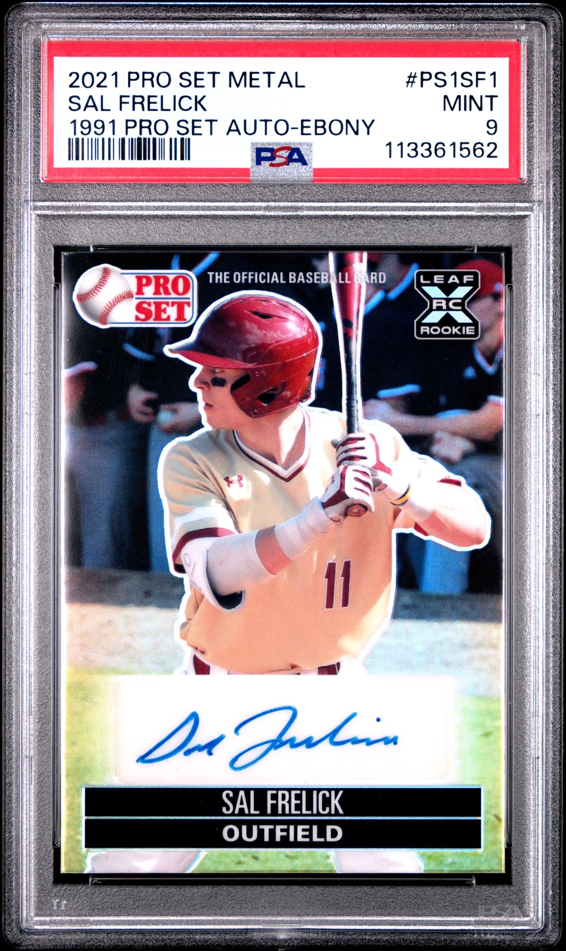 2021 Leaf Pro Set Metal 1991 Pro Set Autographs Sal Frelick #Ps1Sf1 (1991 Pro Set Auto-Ebony) Mint 9 front