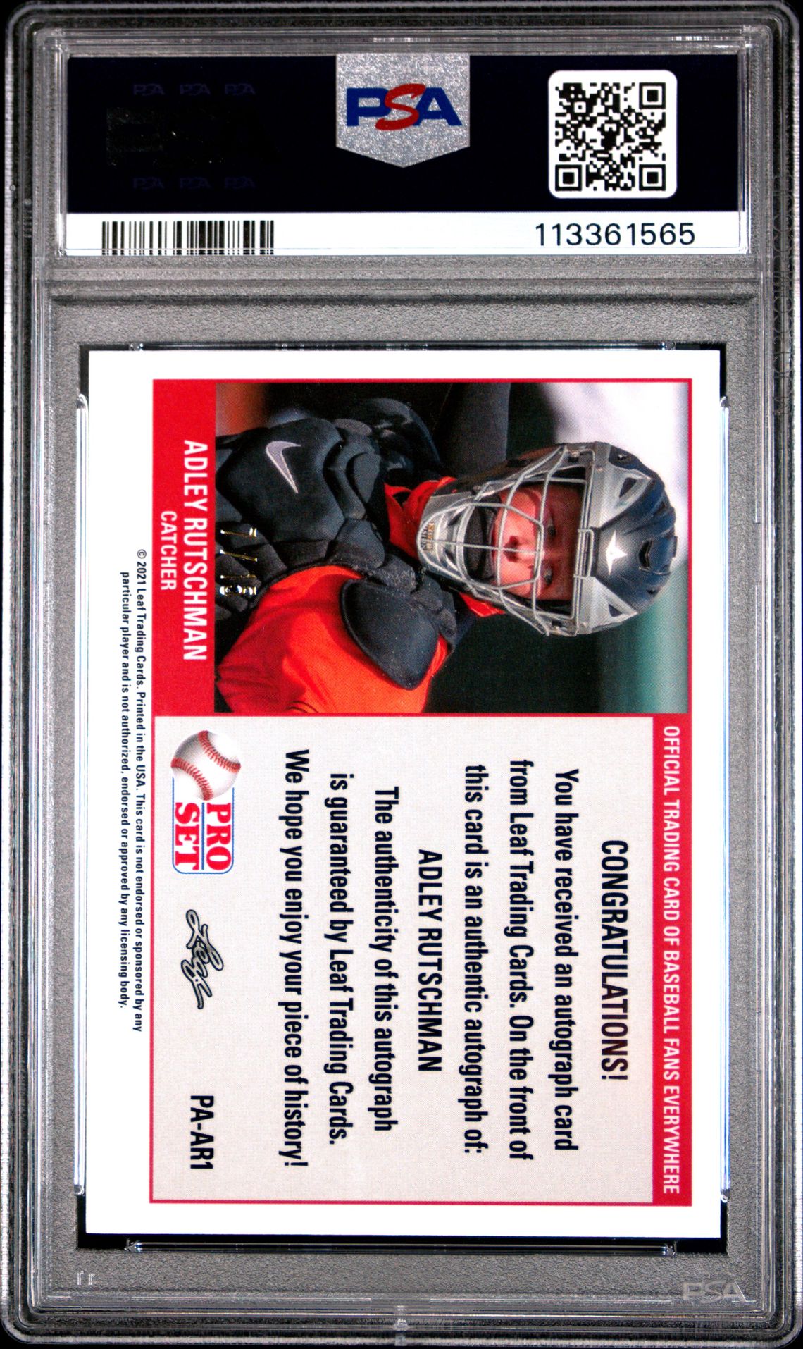 2021 Leaf Pro Set Metal 1989 Pro Set Autographs Adley Rutschman #Paar1 (1989 Pro Set Au-Pink Wave) Mint 9 back