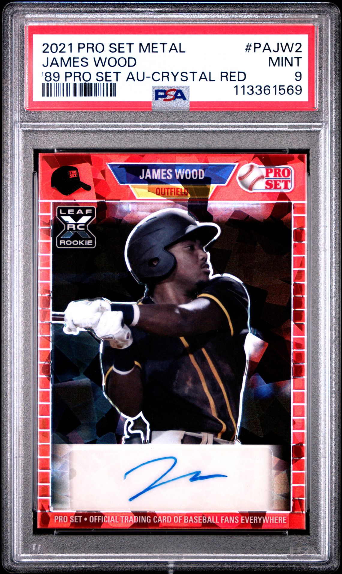 2021 Leaf Pro Set Metal 1989 Pro Set Autographs James Wood #Pajw2 ('89 Pro Set Au-Crystal Red) Mint 9 front