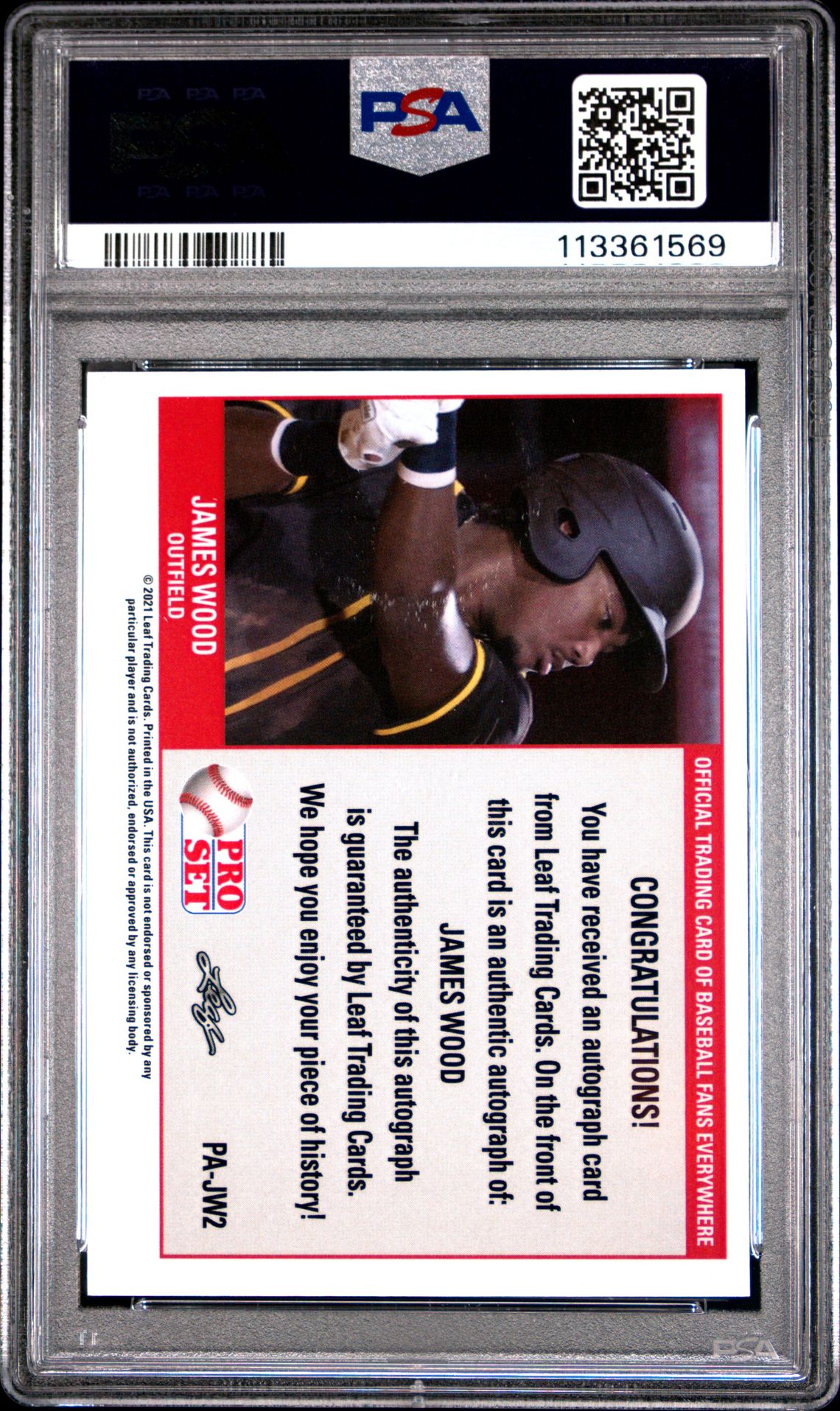 2021 Leaf Pro Set Metal 1989 Pro Set Autographs James Wood #Pajw2 ('89 Pro Set Au-Crystal Red) Mint 9 back