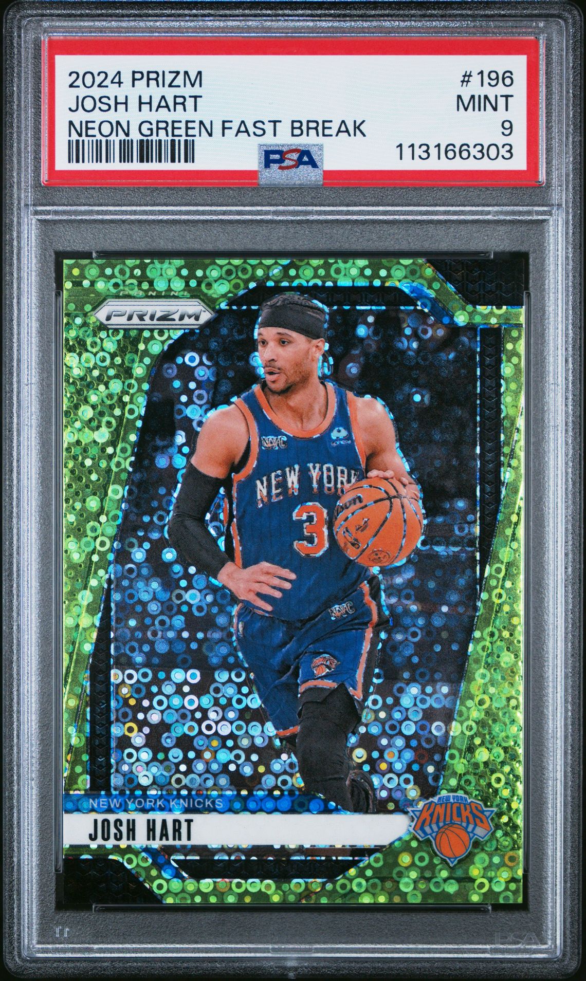2024 Panini Prizm Josh Hart #196 (Neon Green Fast Break) Mint 9 front