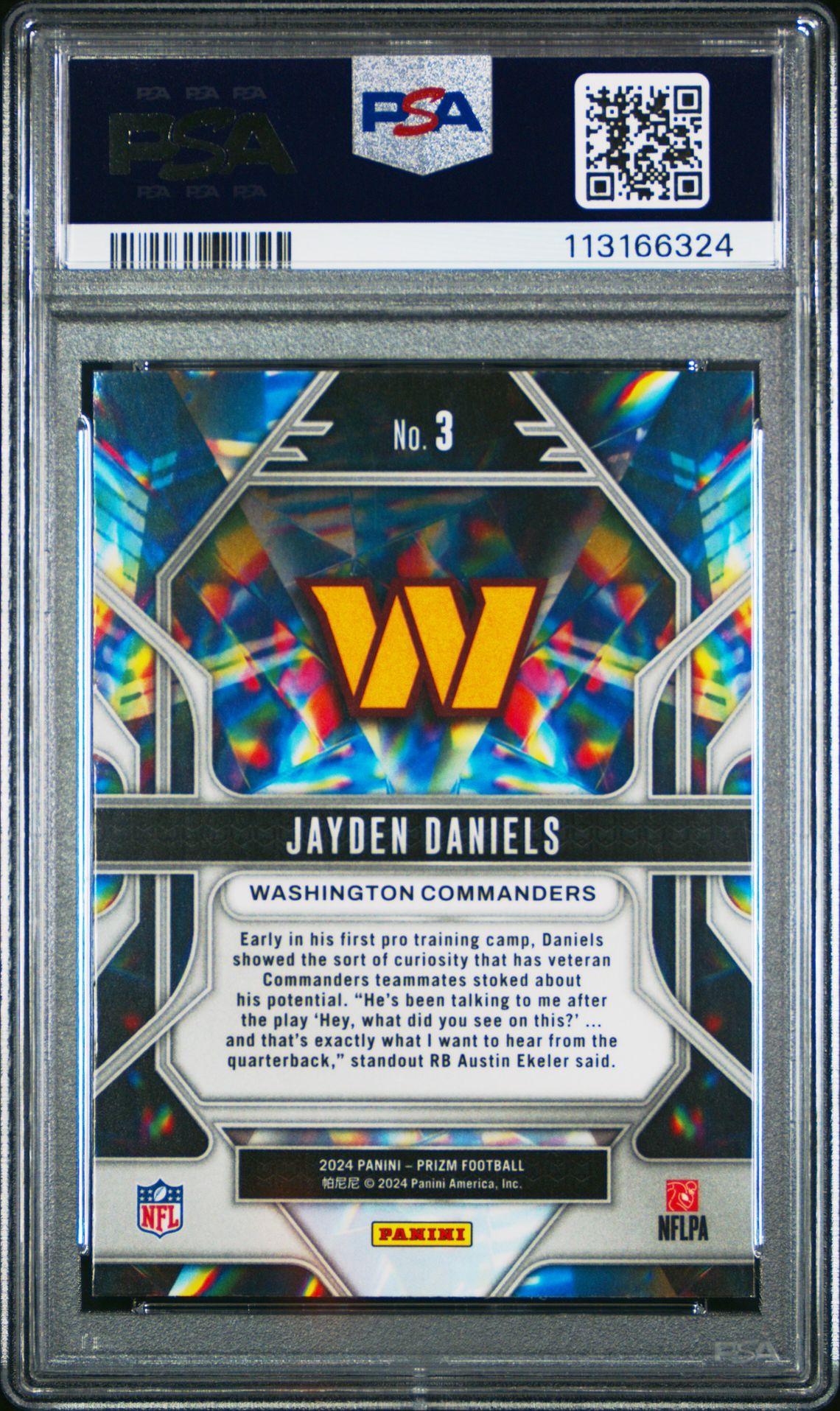 2024 Panini Prizm Prizmatic Jayden Daniels #3 Gem Mt 10 back