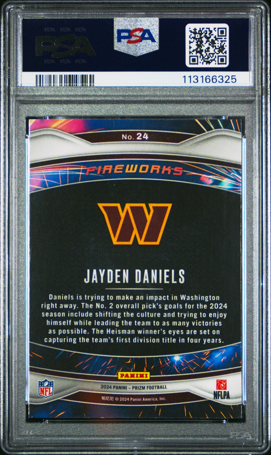 2024 Panini Prizm Fireworks Jayden Daniels #24 Mint 9 back