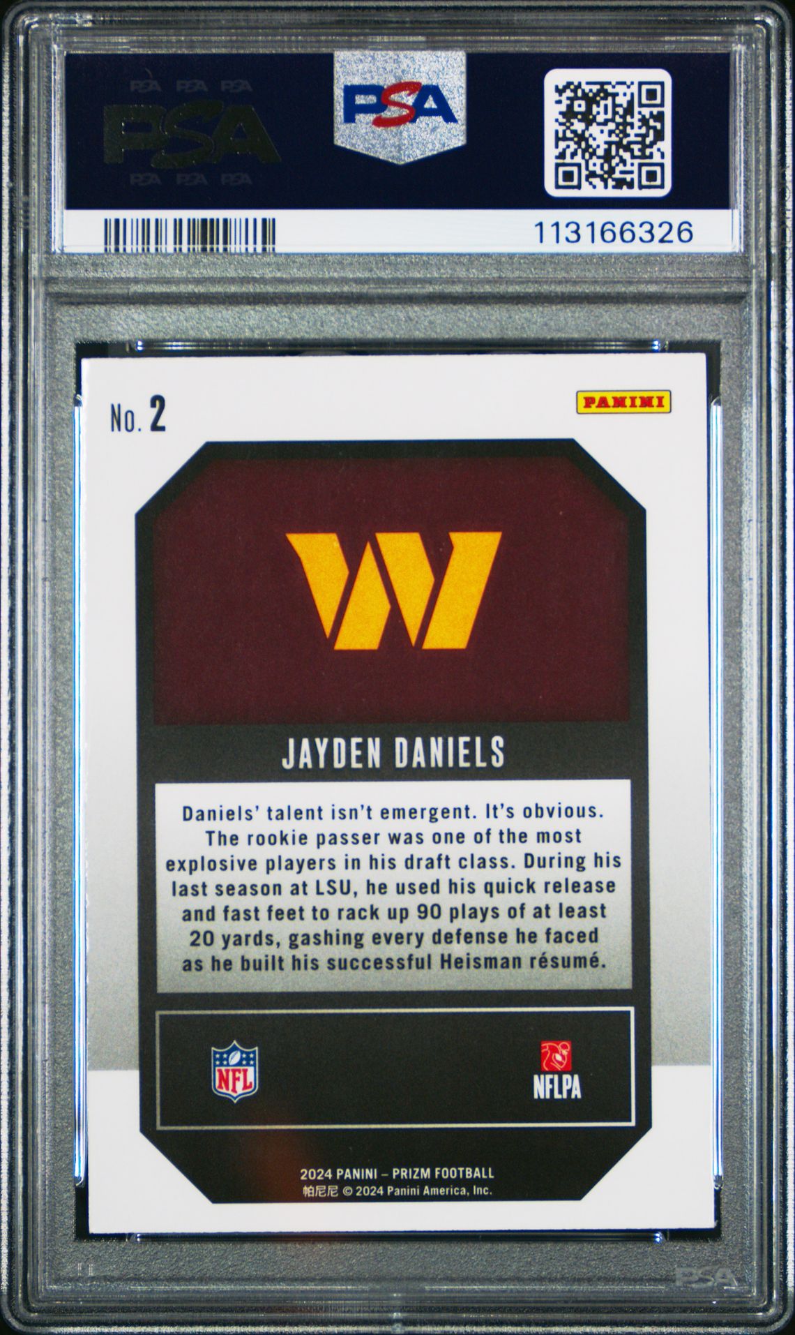 2024 Panini Prizm Emergent Jayden Daniels #2 Mint 9 back