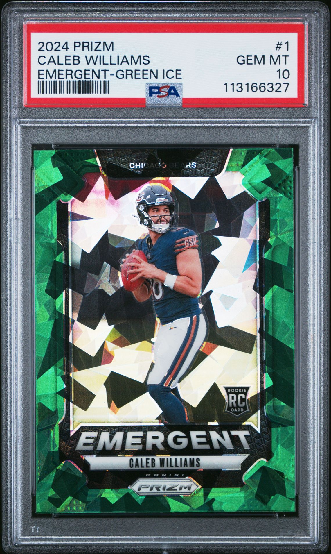 2024 Panini Prizm Emergent Caleb Williams #1 (Emergent-Green Ice) Gem Mt 10 front