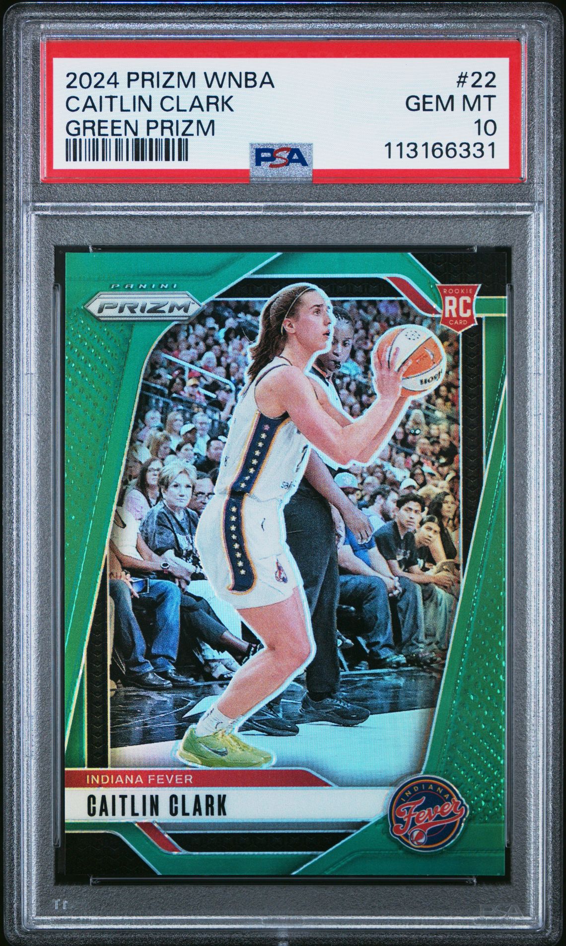 2024 Panini Prizm Wnba Caitlin Clark #22 (Green Prizm) Gem Mt 10 front