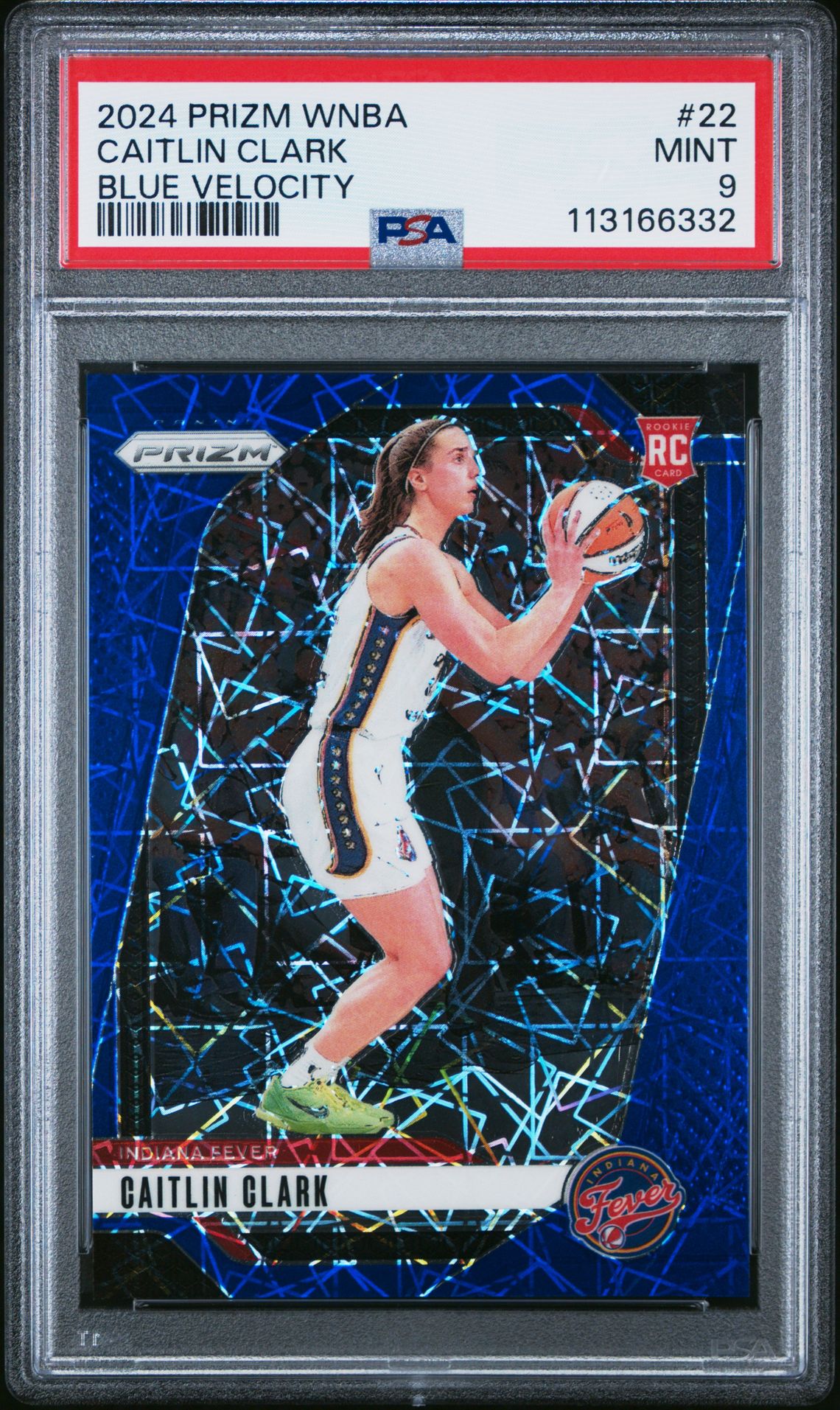 2024 Panini Prizm Wnba Caitlin Clark #22 (Blue Velocity) Mint 9 front