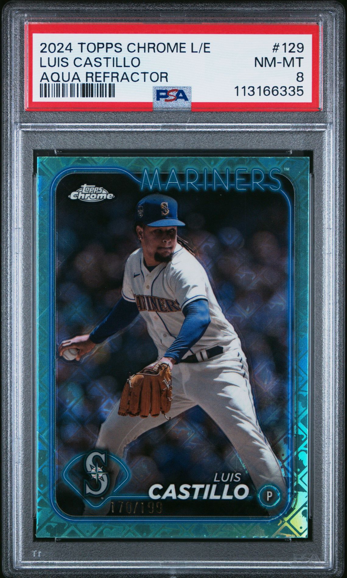 2024 Topps Chrome Logofractor Edition Luis Castillo #129 (Aqua Refractor) Nm-Mt 8 front