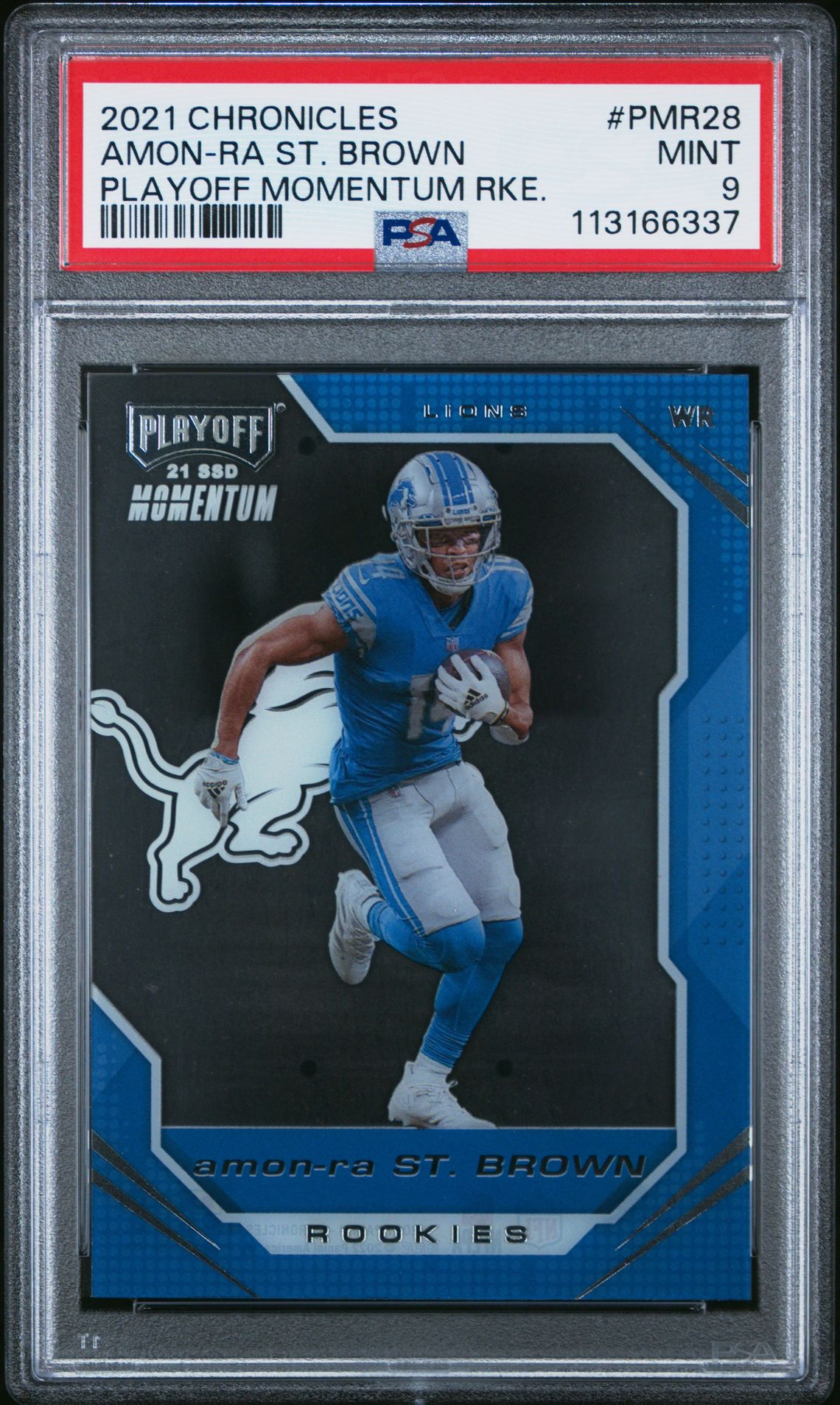 2021 Panini Chronicles Playoff Momentum Rookies Amon-Ra St. Brown #Pmr28 (Playoff Momentum Rke.) Mint 9 front