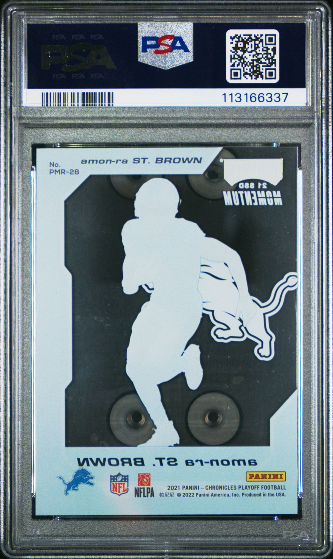 2021 Panini Chronicles Playoff Momentum Rookies Amon-Ra St. Brown #Pmr28 (Playoff Momentum Rke.) Mint 9 back