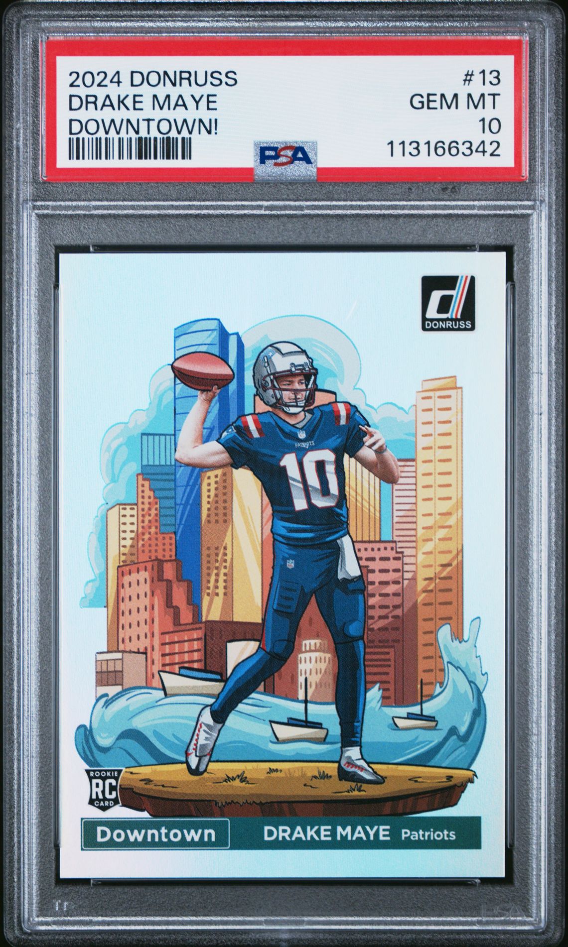 2024 Panini Donruss Downtown! Drake Maye #13 Gem Mt 10 front