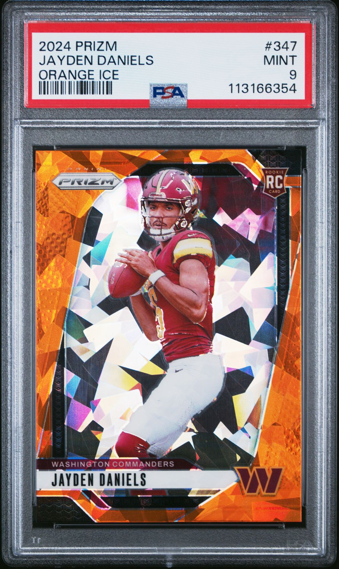 2024 Panini Prizm Jayden Daniels #347 (Orange Ice) Mint 9 front
