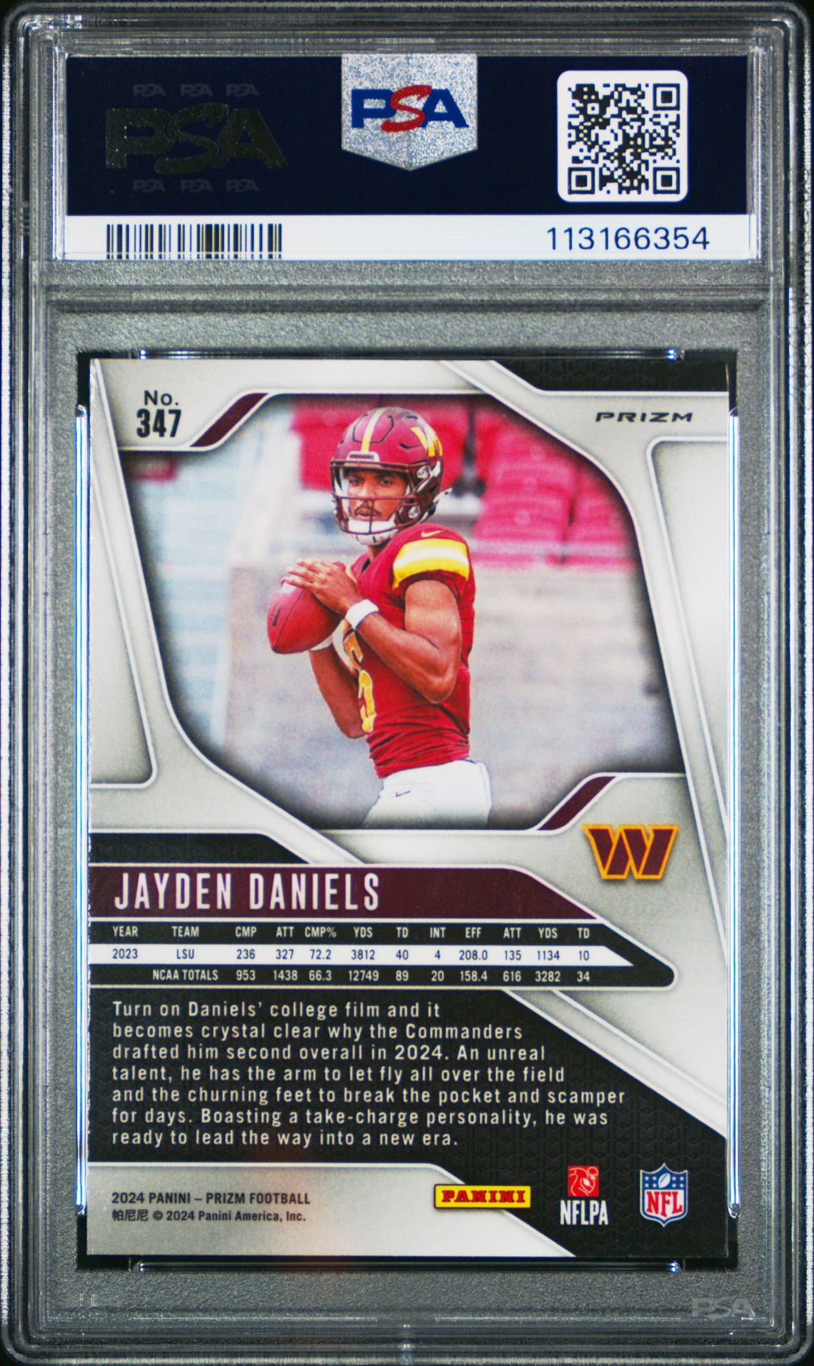 2024 Panini Prizm Jayden Daniels #347 (Orange Ice) Mint 9 back