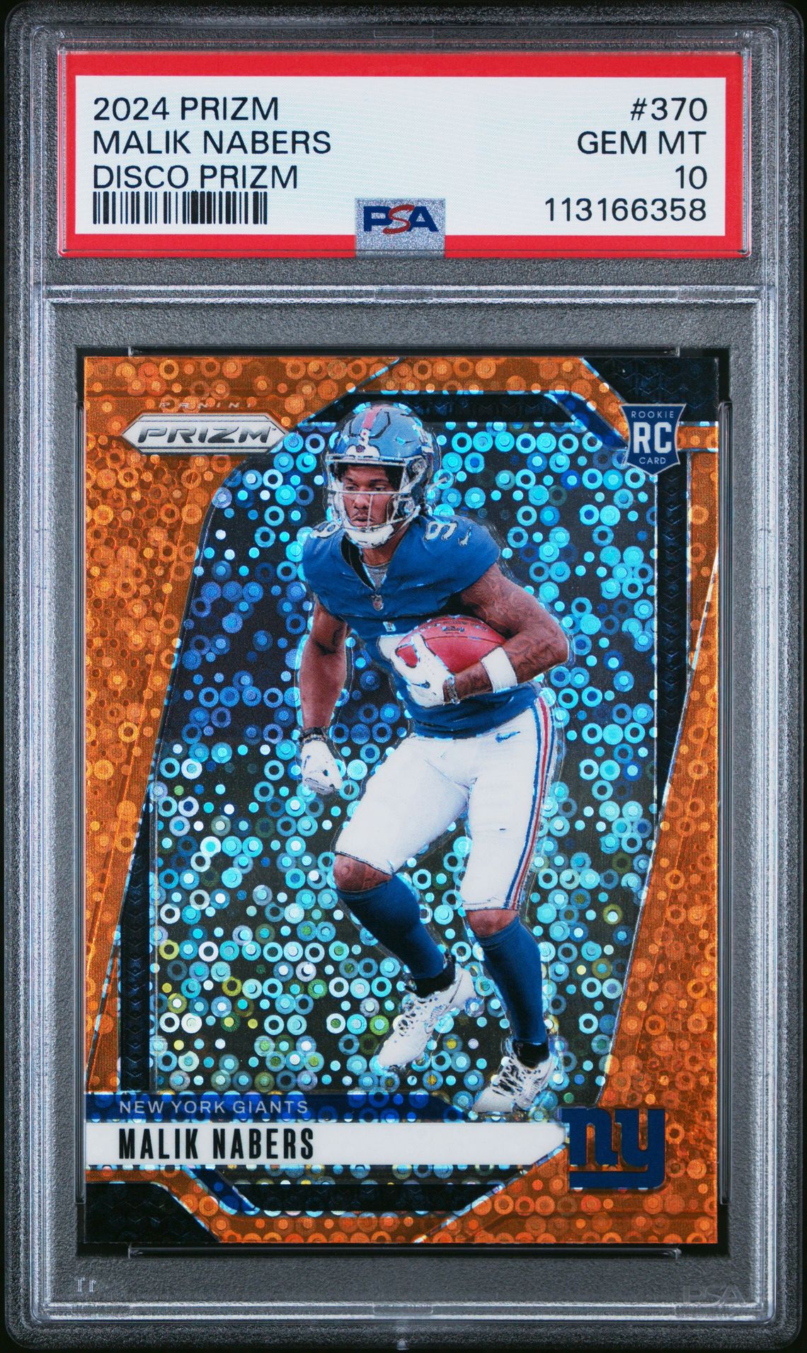 2024 Panini Prizm Malik Nabers #370 (Disco Prizm) Gem Mt 10 front