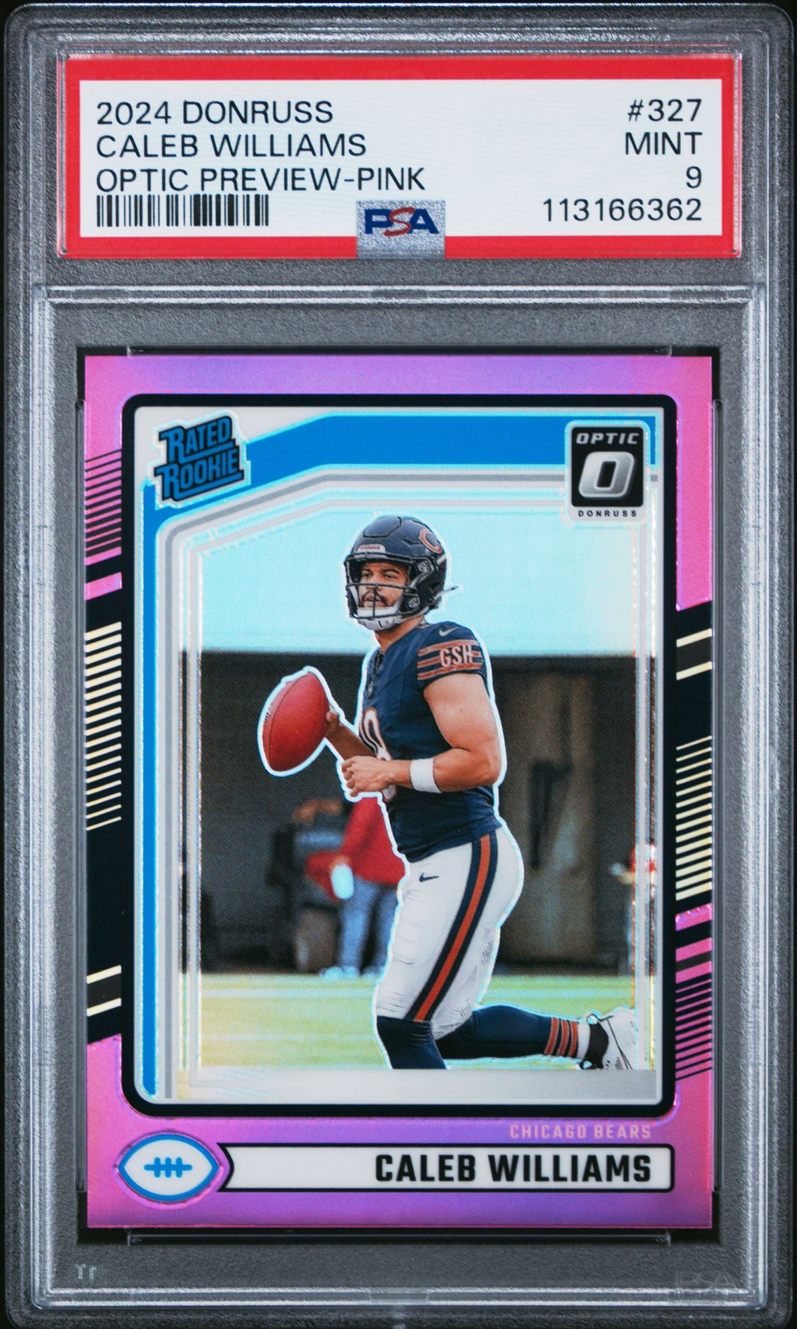 2024 Panini Donruss Caleb Williams #327 (Optic Preview-Pink) Mint 9 front