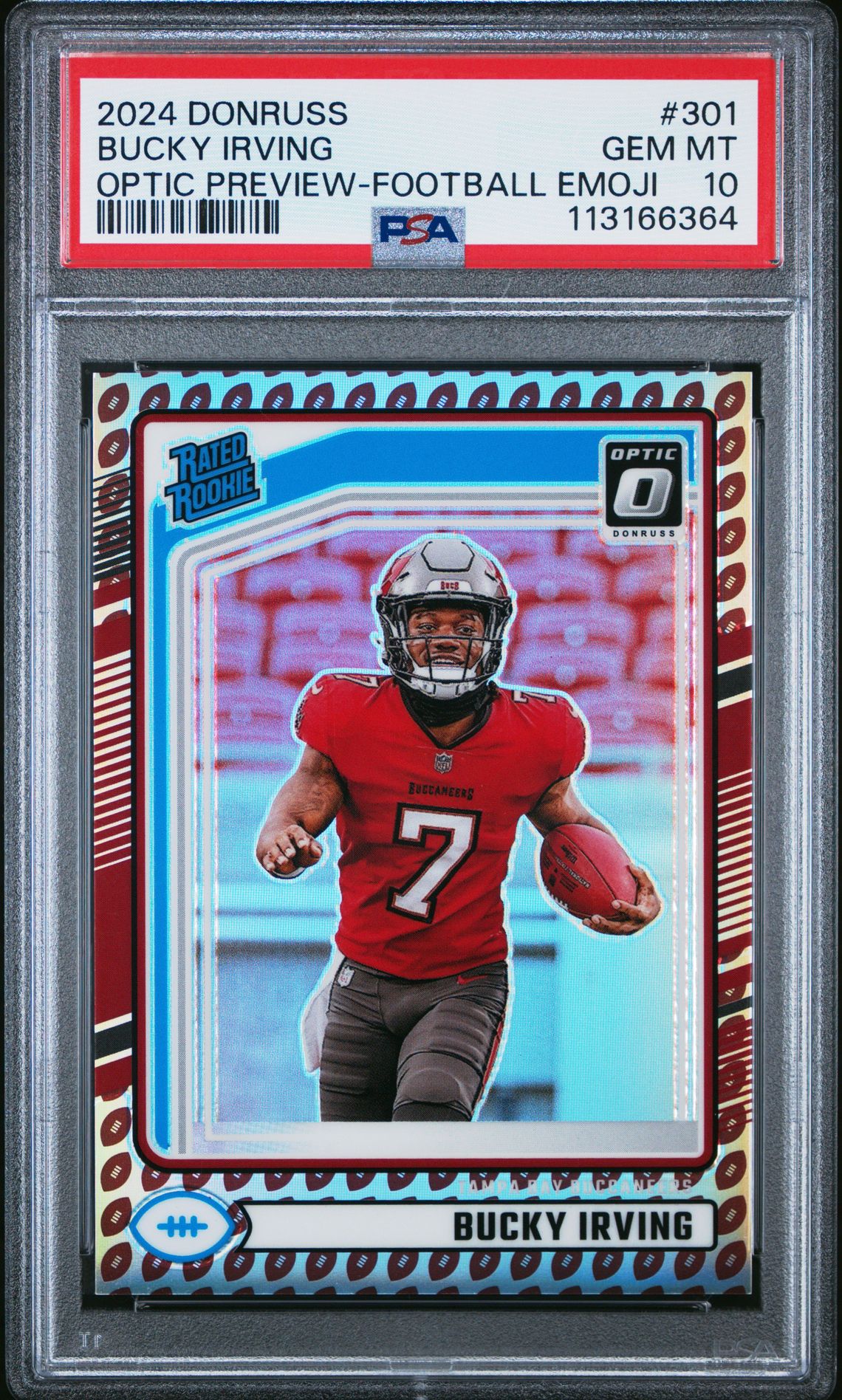 2024 Panini Donruss Bucky Irving #301 (Optic Preview-Football Emoji) Gem Mt 10 front