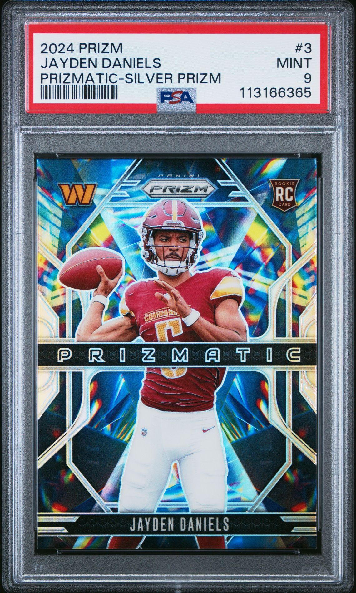 2024 Panini Prizm Prizmatic Jayden Daniels #3 (Prizmatic-Silver Prizm) Mint 9 front