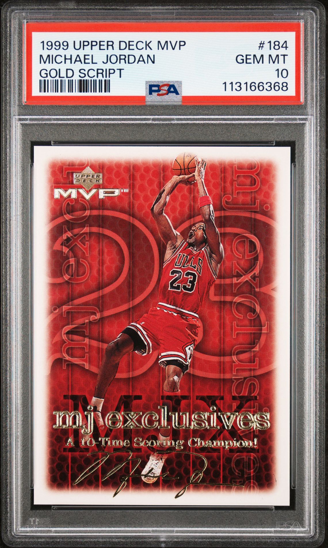 1999 Upper Deck Mvp Michael Jordan #184 (Gold Script) Gem Mt 10 front