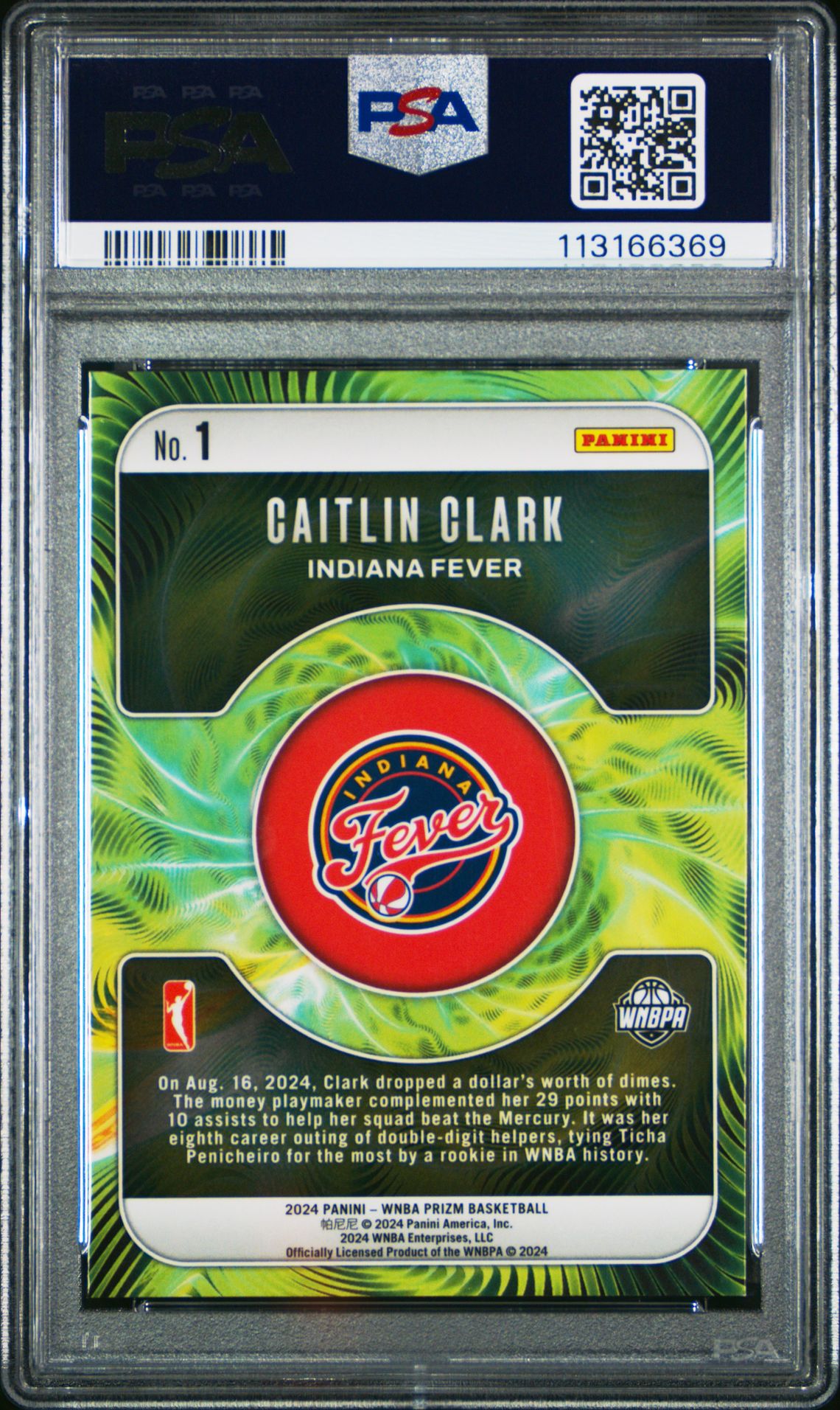 2024 Panini Prizm Wnba Fractal Caitlin Clark #1 Mint 9 back