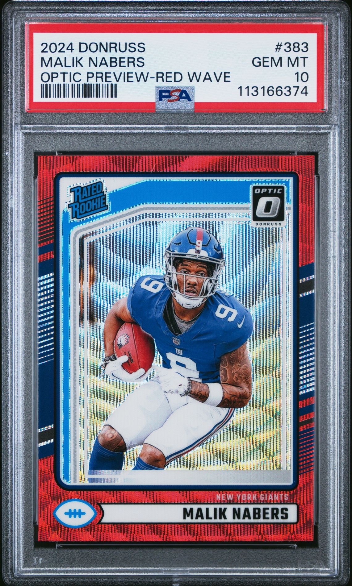 2024 Panini Donruss Malik Nabers #383 (Optic Preview-Red Wave) Gem Mt 10 front