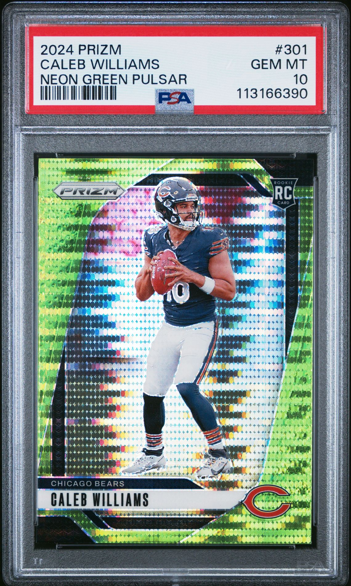 2024 Panini Prizm Caleb Williams #301 (Neon Green Pulsar) Gem Mt 10 front