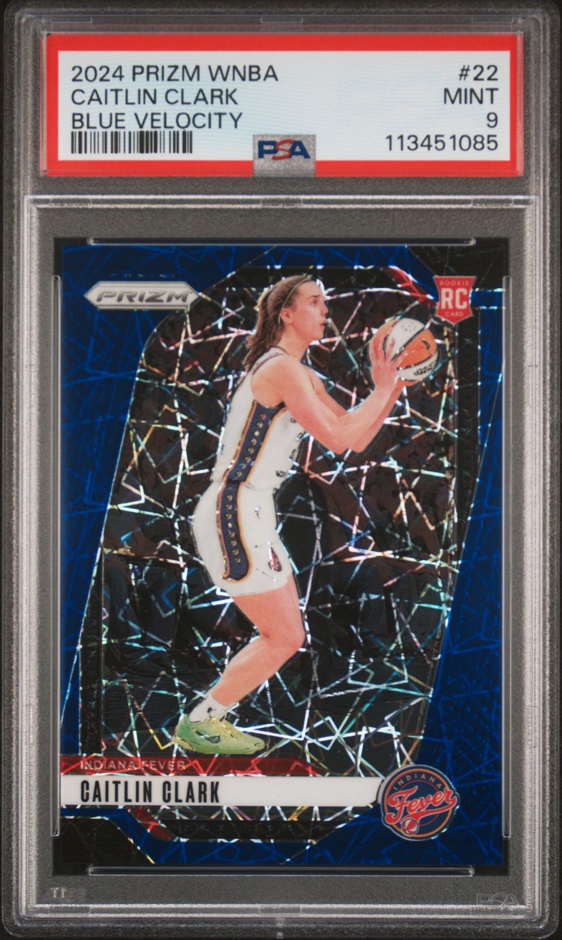 2024 Panini Prizm Wnba Caitlin Clark #22 (Blue Velocity) Mint 9 front