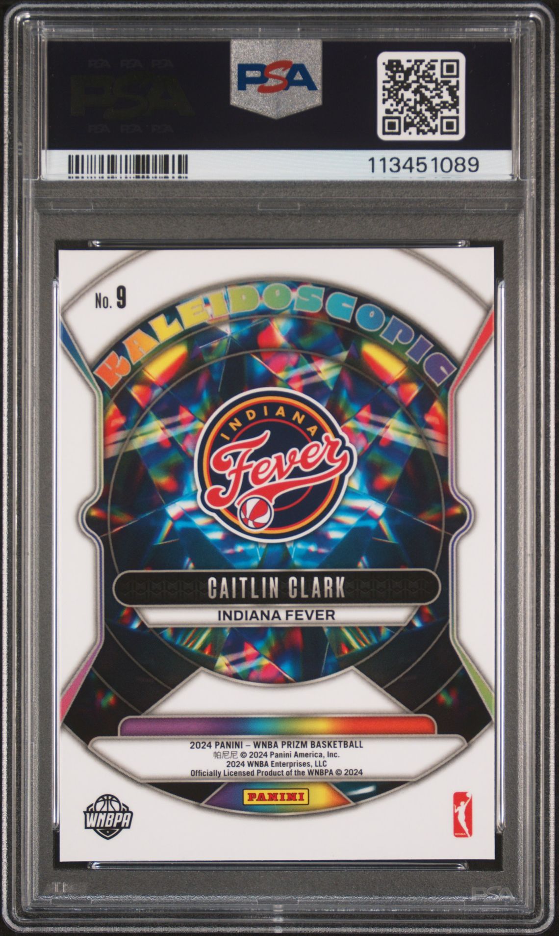 2024 Panini Prizm Wnba Kaleidoscopic Caitlin Clark #9 Gem Mt 10 back