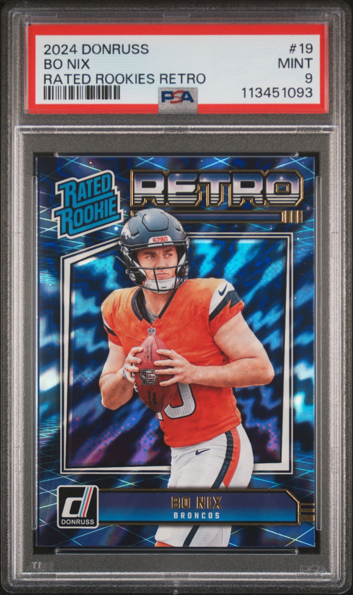 2024 Panini Donruss Rated Rookies Retro Bo Nix #19 Mint 9 front