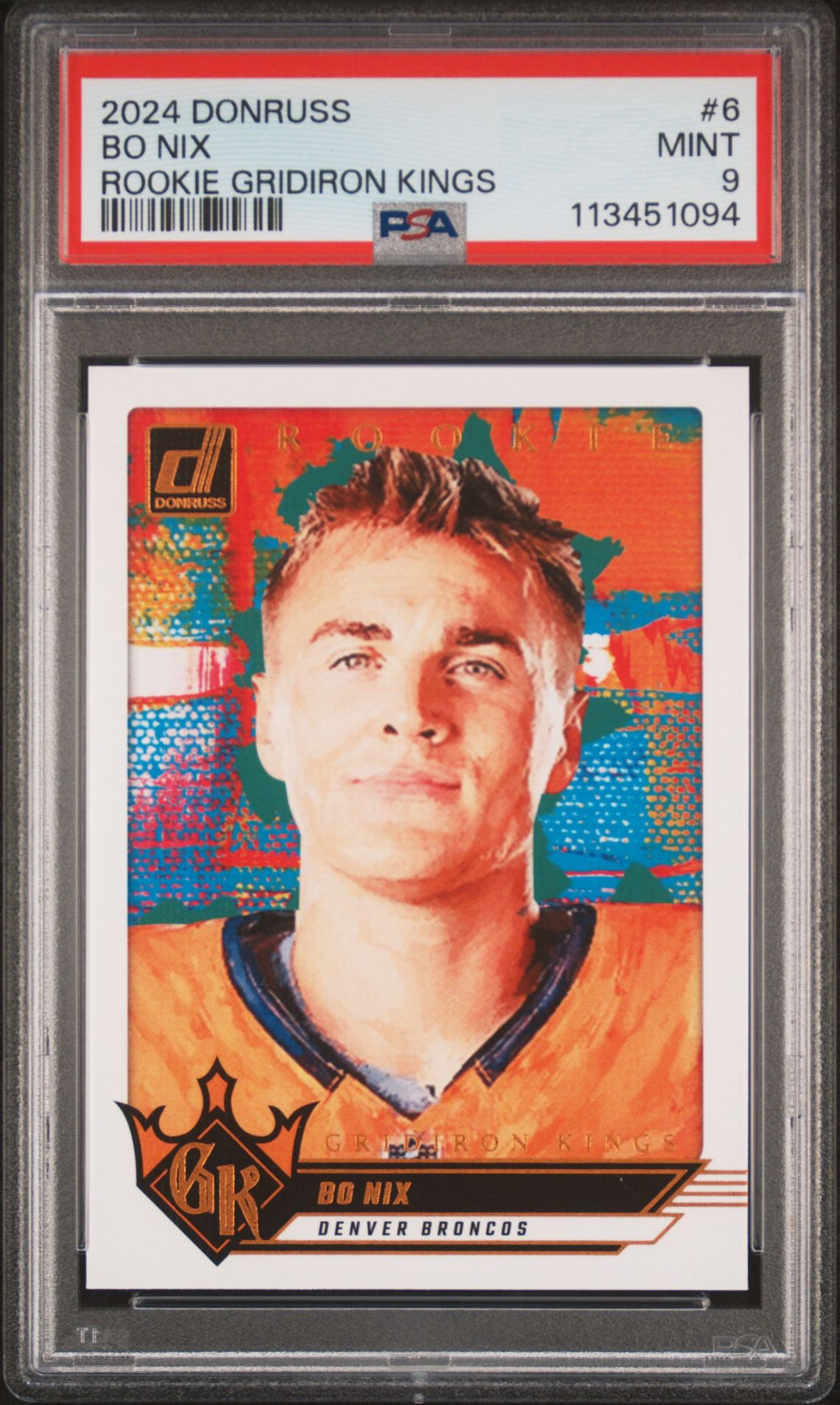 2024 Panini Donruss Rookie Gridiron Kings Bo Nix #6 Mint 9 front