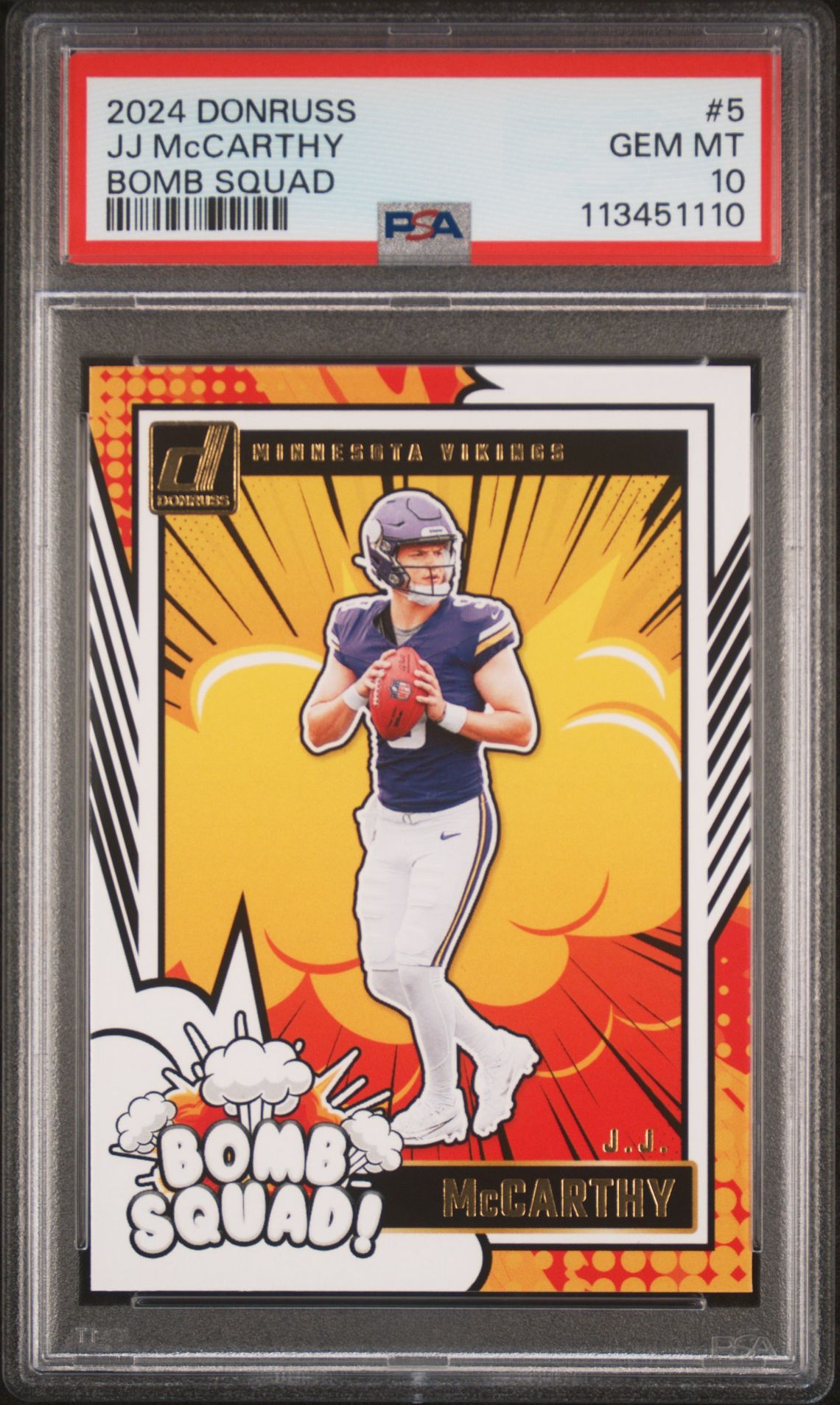 2024 Panini Donruss Bomb Squad Jj Mccarthy #5 Gem Mt 10 front