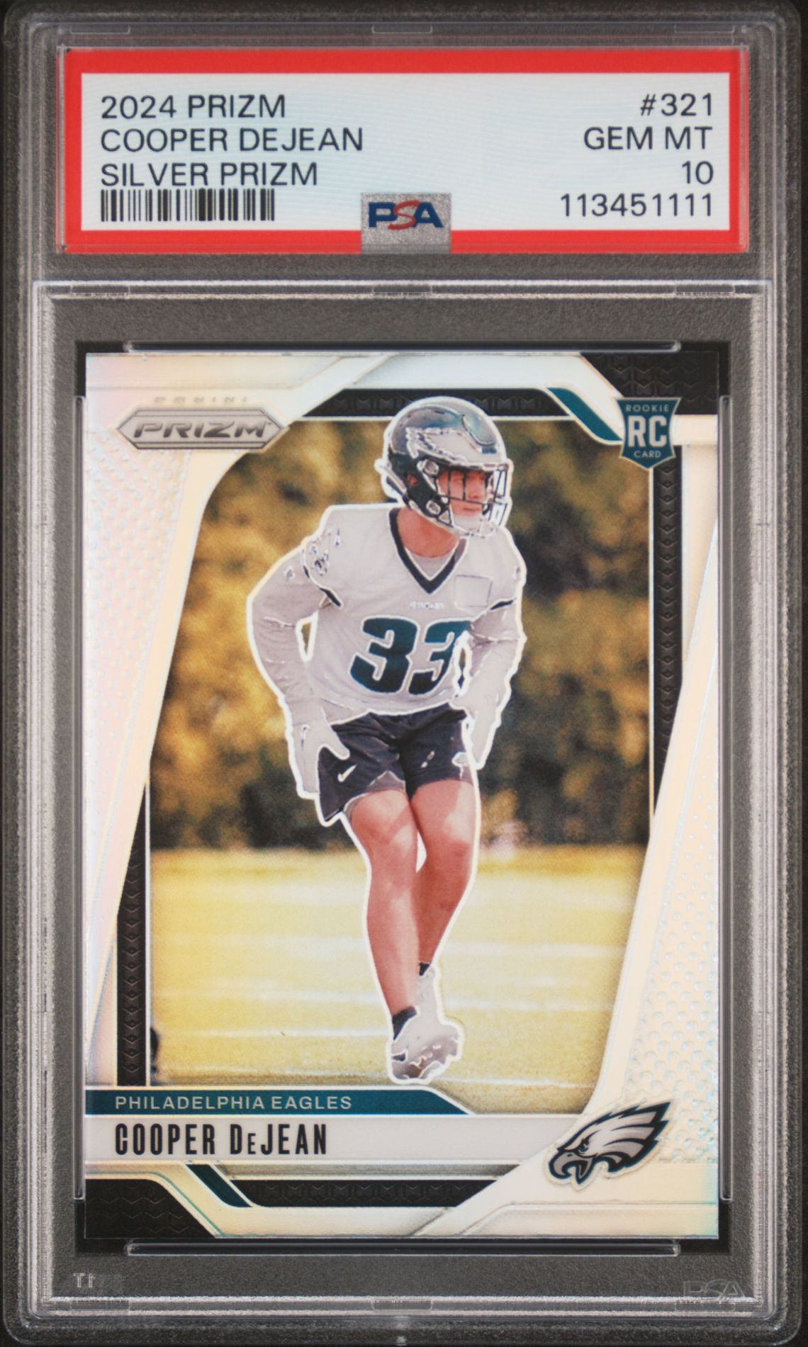 2024 Panini Prizm Cooper Dejean #321 (Silver Prizm) Gem Mt 10 front