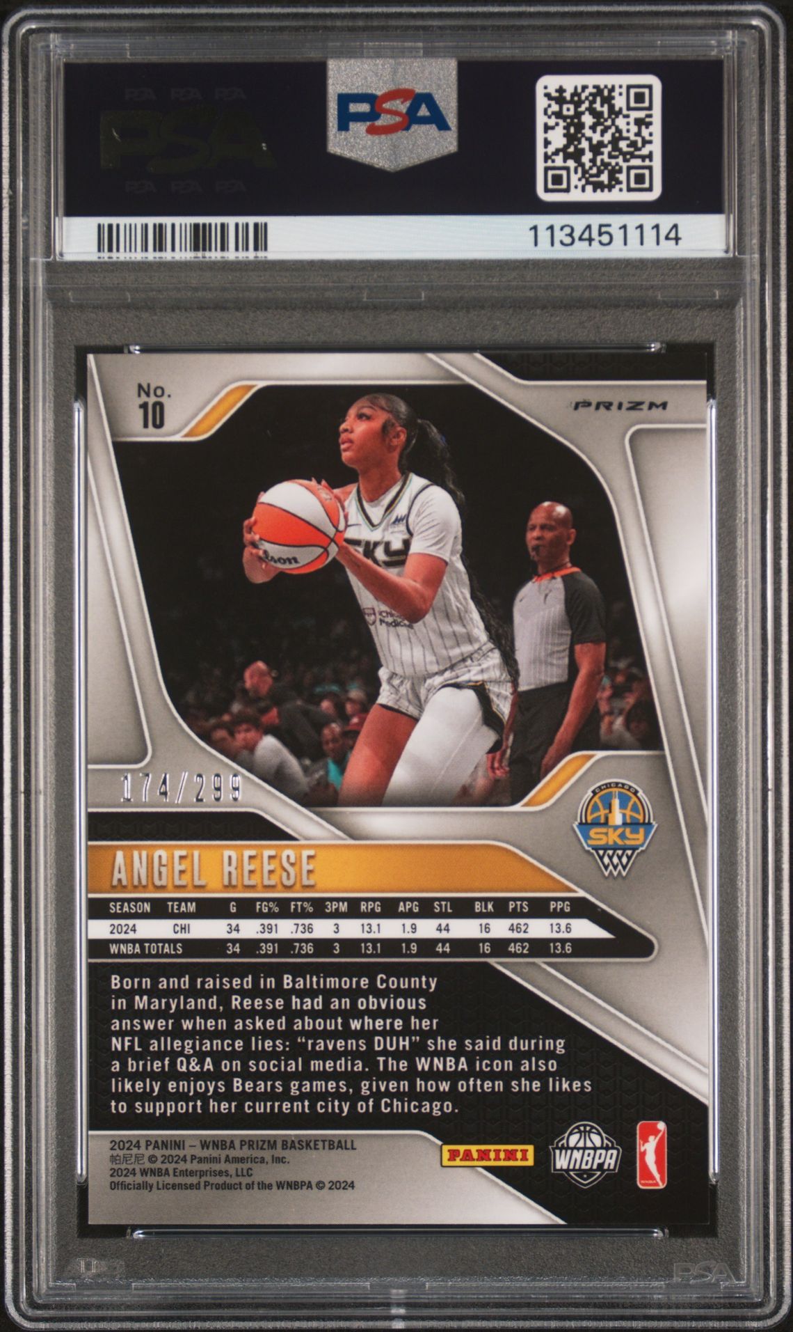 2024 Panini Prizm Wnba Angel Reese #10 (Red Pulsar) Mint 9 back