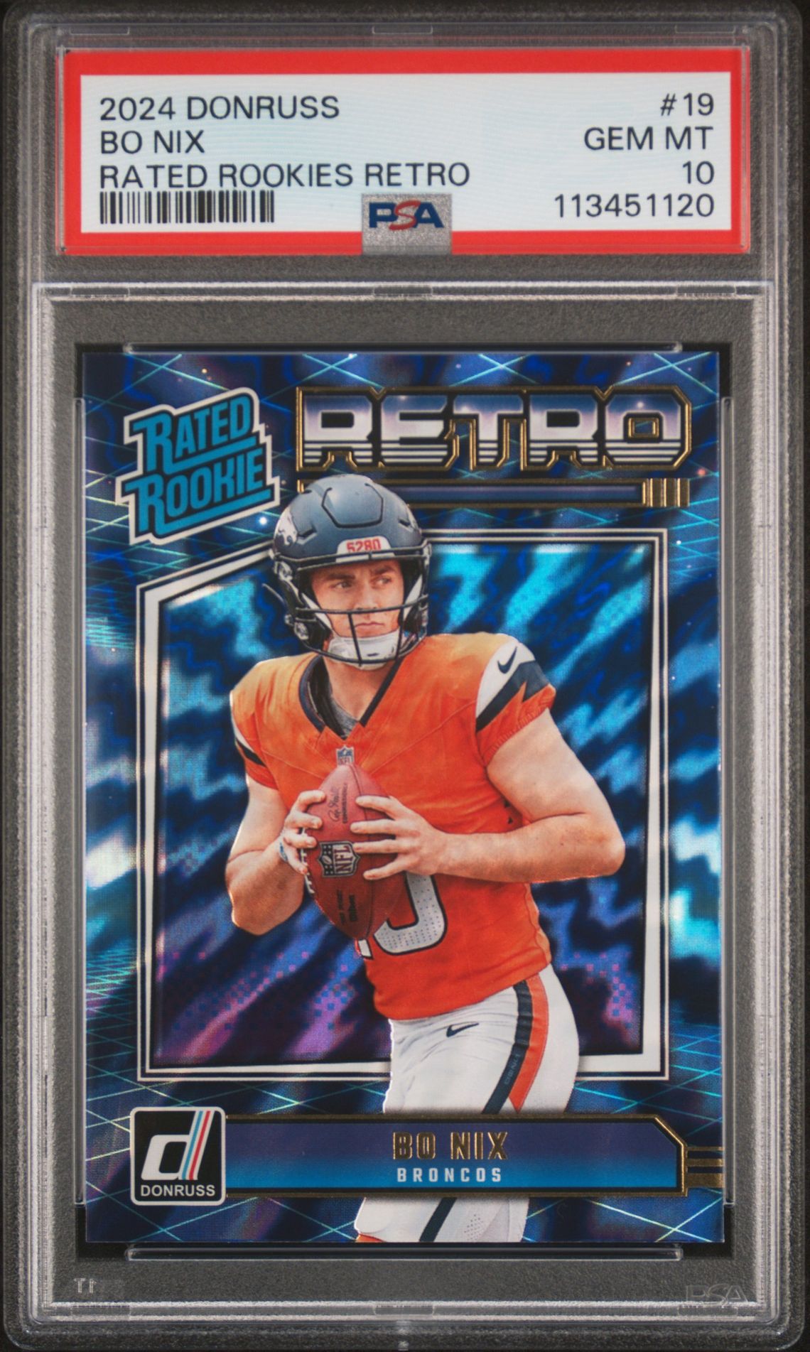 2024 Panini Donruss Rated Rookies Retro Bo Nix #19 Gem Mt 10 front