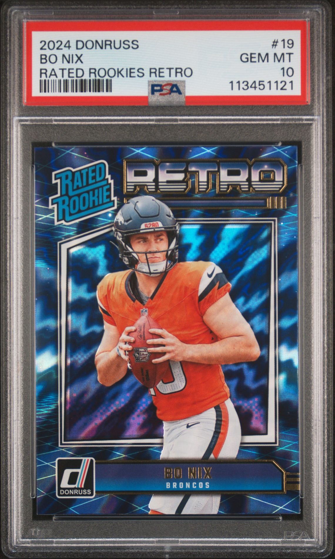 2024 Panini Donruss Rated Rookies Retro Bo Nix #19 Gem Mt 10 front