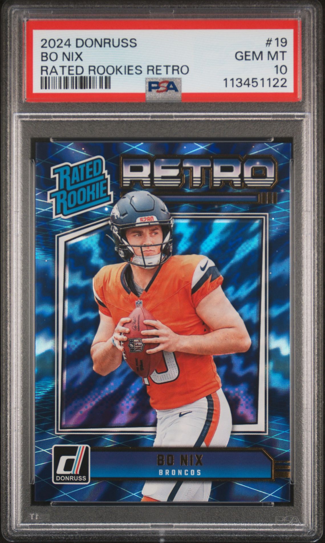 2024 Panini Donruss Rated Rookies Retro Bo Nix #19 Gem Mt 10 front