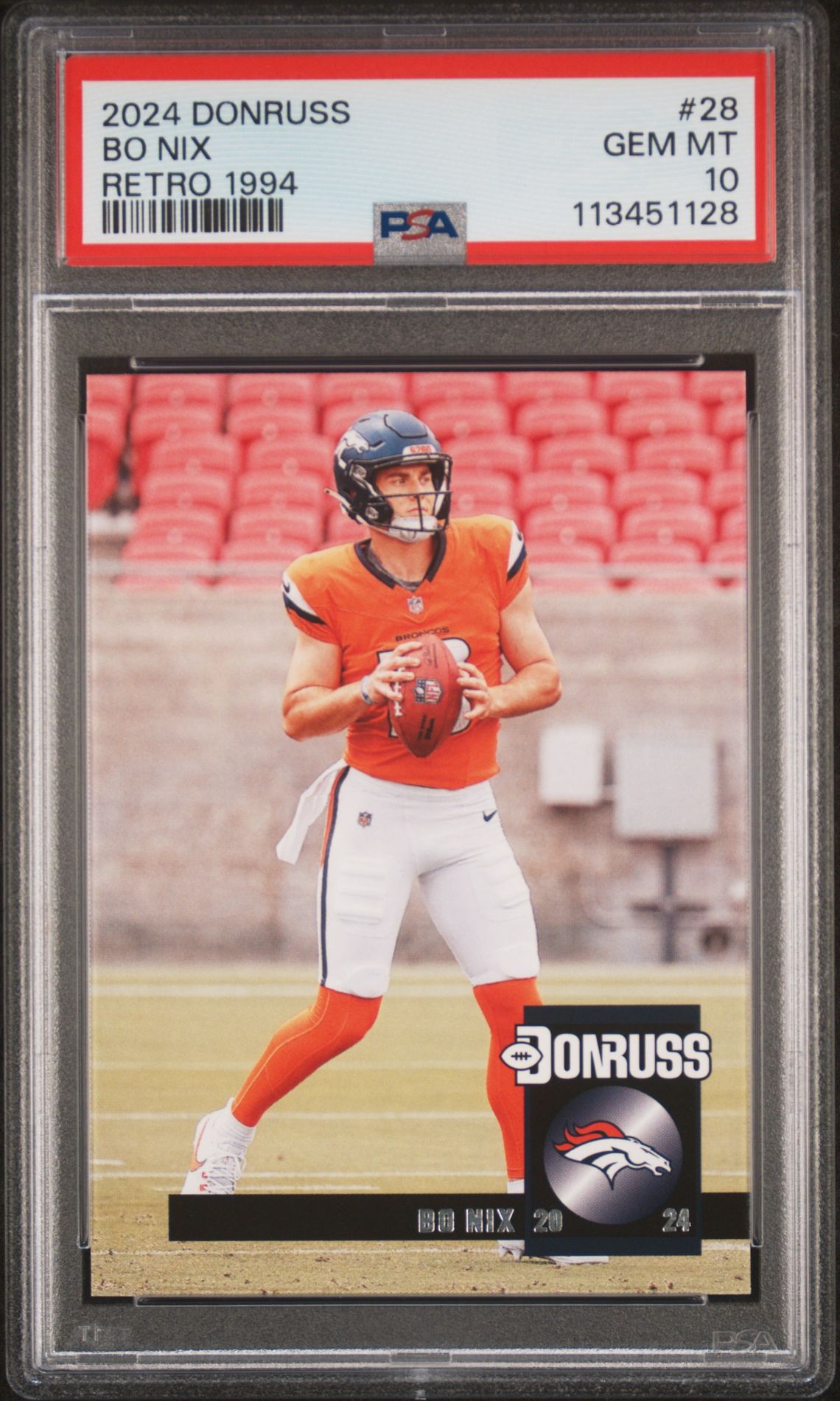 2024 Panini Donruss Retro 1994 Bo Nix #28 Gem Mt 10 front