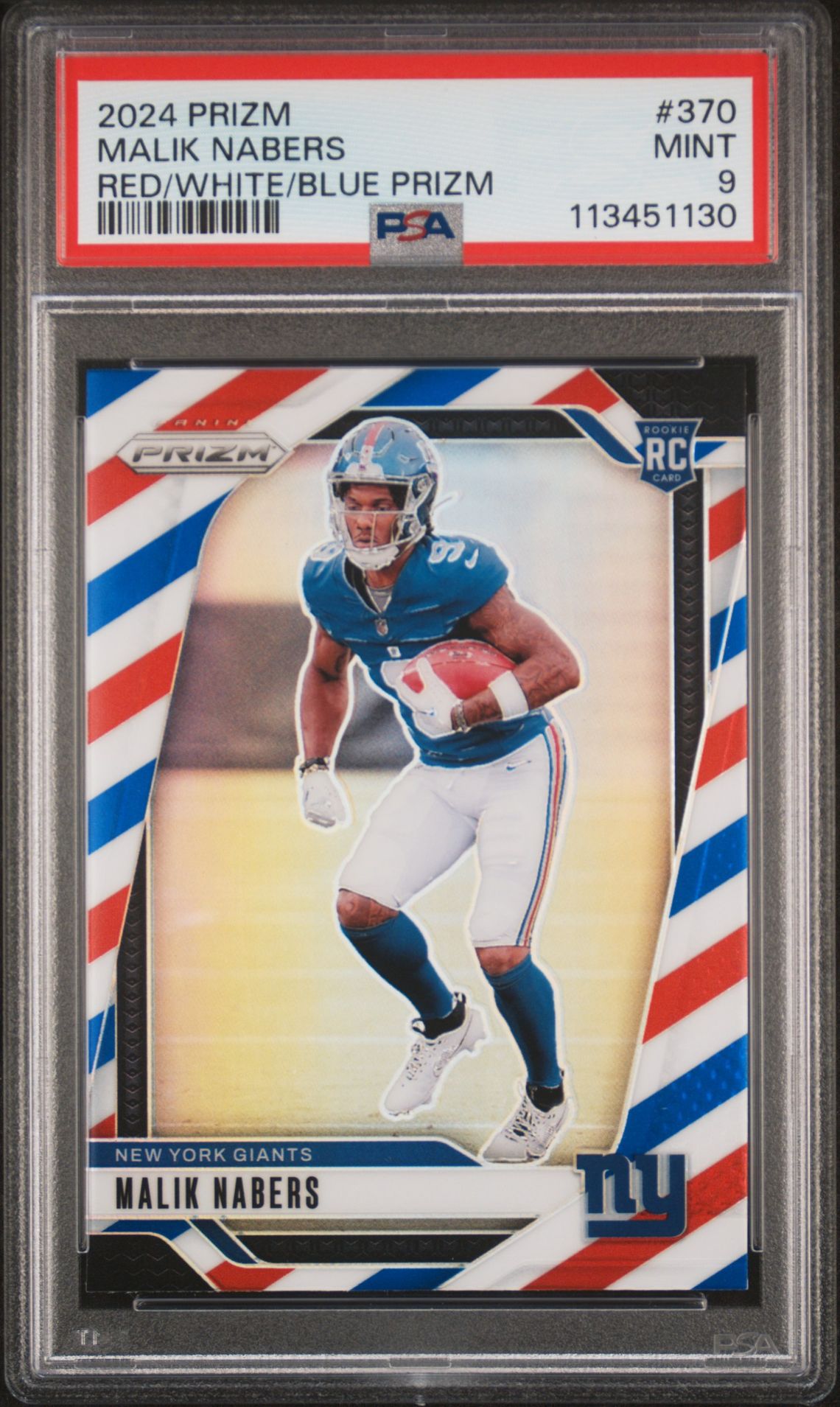 2024 Panini Prizm Malik Nabers #370 (Red/White/Blue Prizm) Mint 9 front