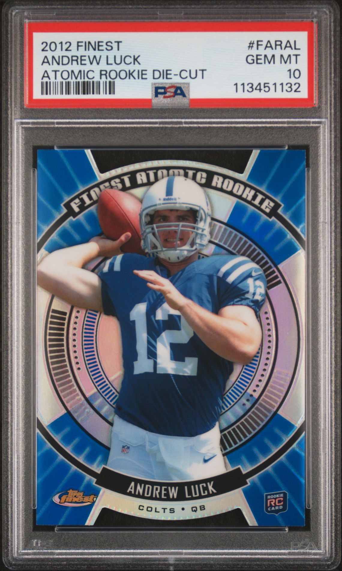 2012 Finest Atomic Rookie Die-Cut Andrew Luck #Faral (Atomic Rookie Die-Cut) Gem Mt 10 front