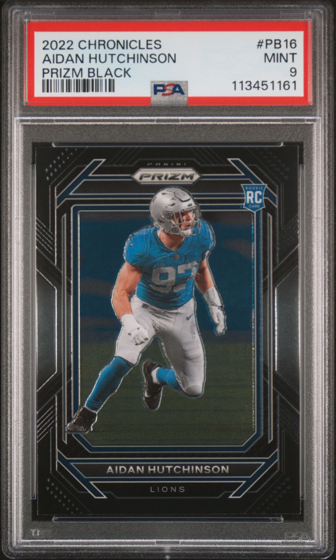 2022 Panini Chronicles Prizm Black Aidan Hutchinson #Pb16 Mint 9 front
