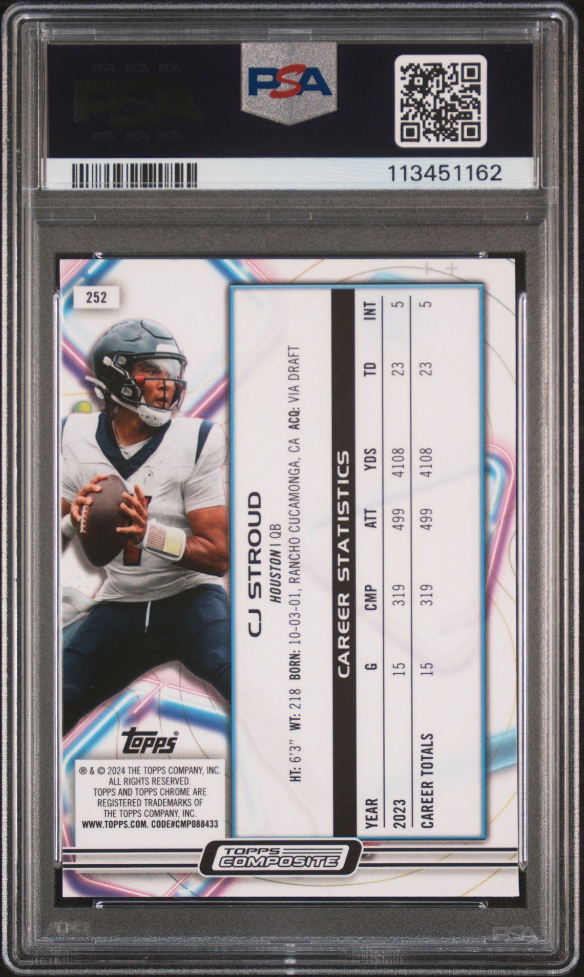 2023 Topps Composite Cj Stroud #252 Mint 9 back