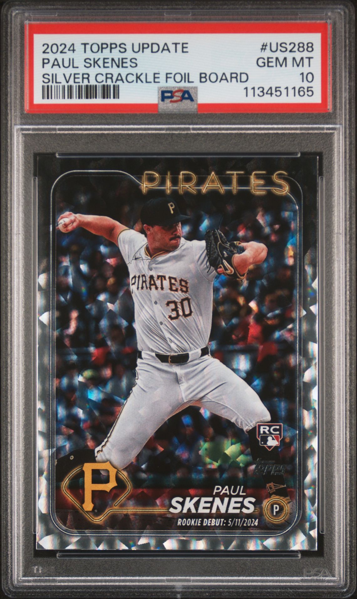 2024 Topps Update Paul Skenes #Us288 (Silver Crackle Foil Board) Gem Mt 10 front