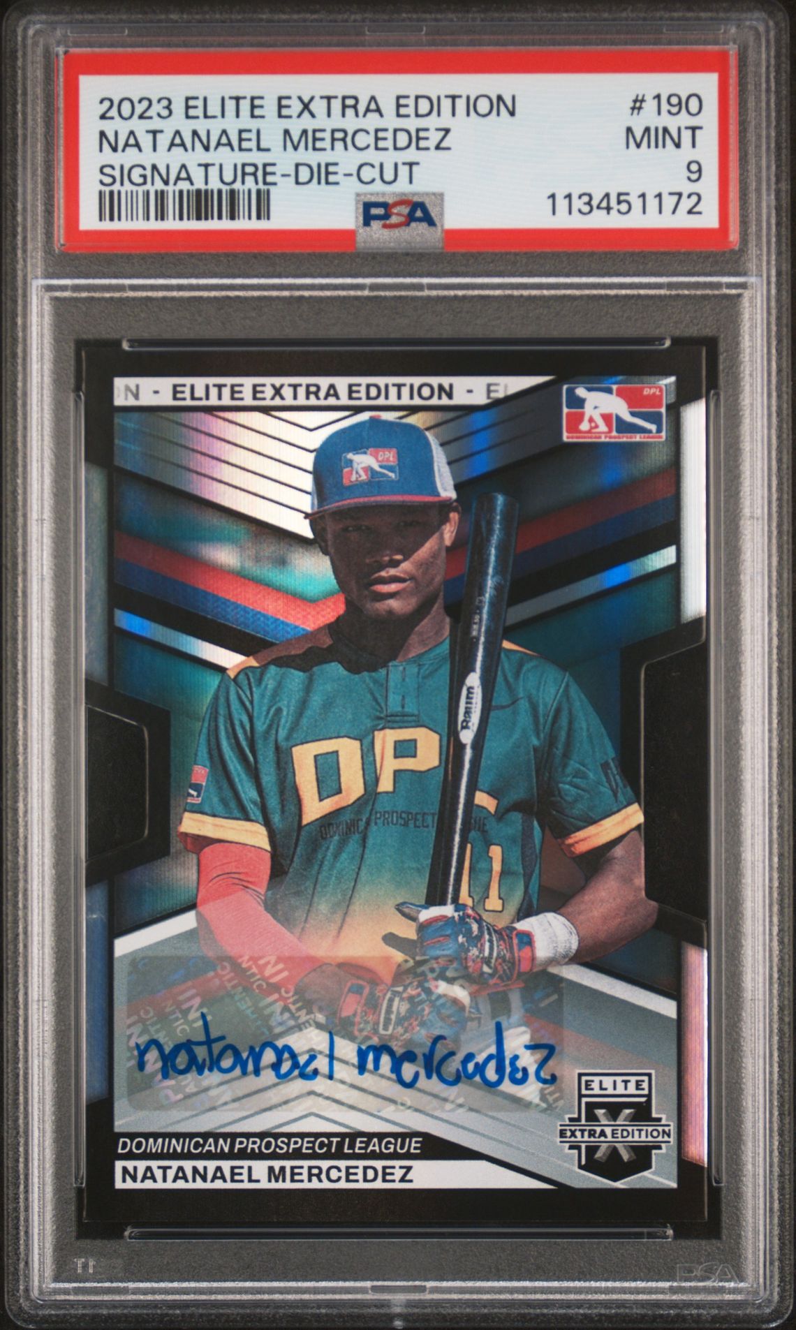 2023 Panini Elite Extra Edition Natanael Mercedez #190 (Signature-Die-Cut) Mint 9 front