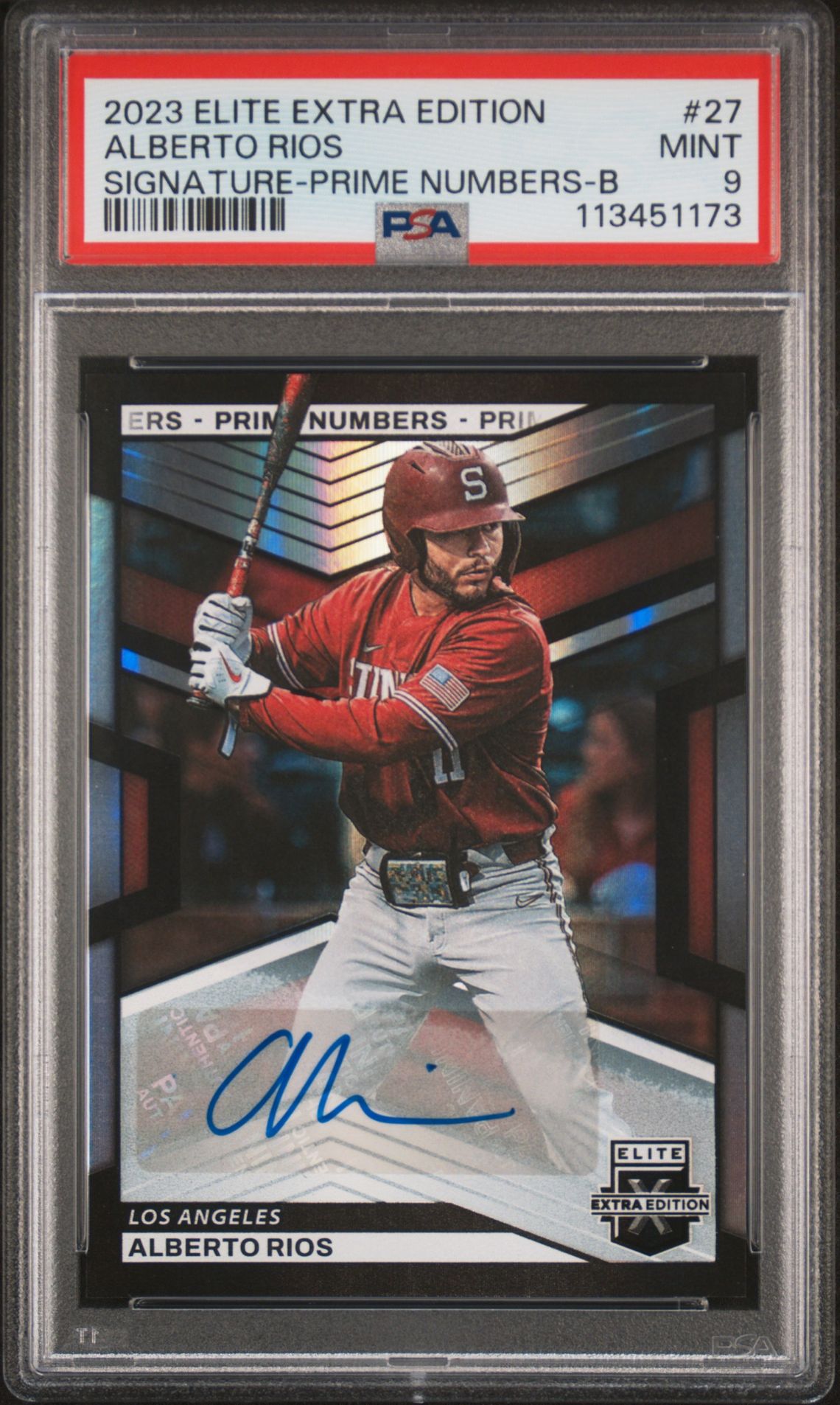 2023 Panini Elite Extra Edition Alberto Rios #27 (Signature-Prime Numbers-B) Mint 9 front