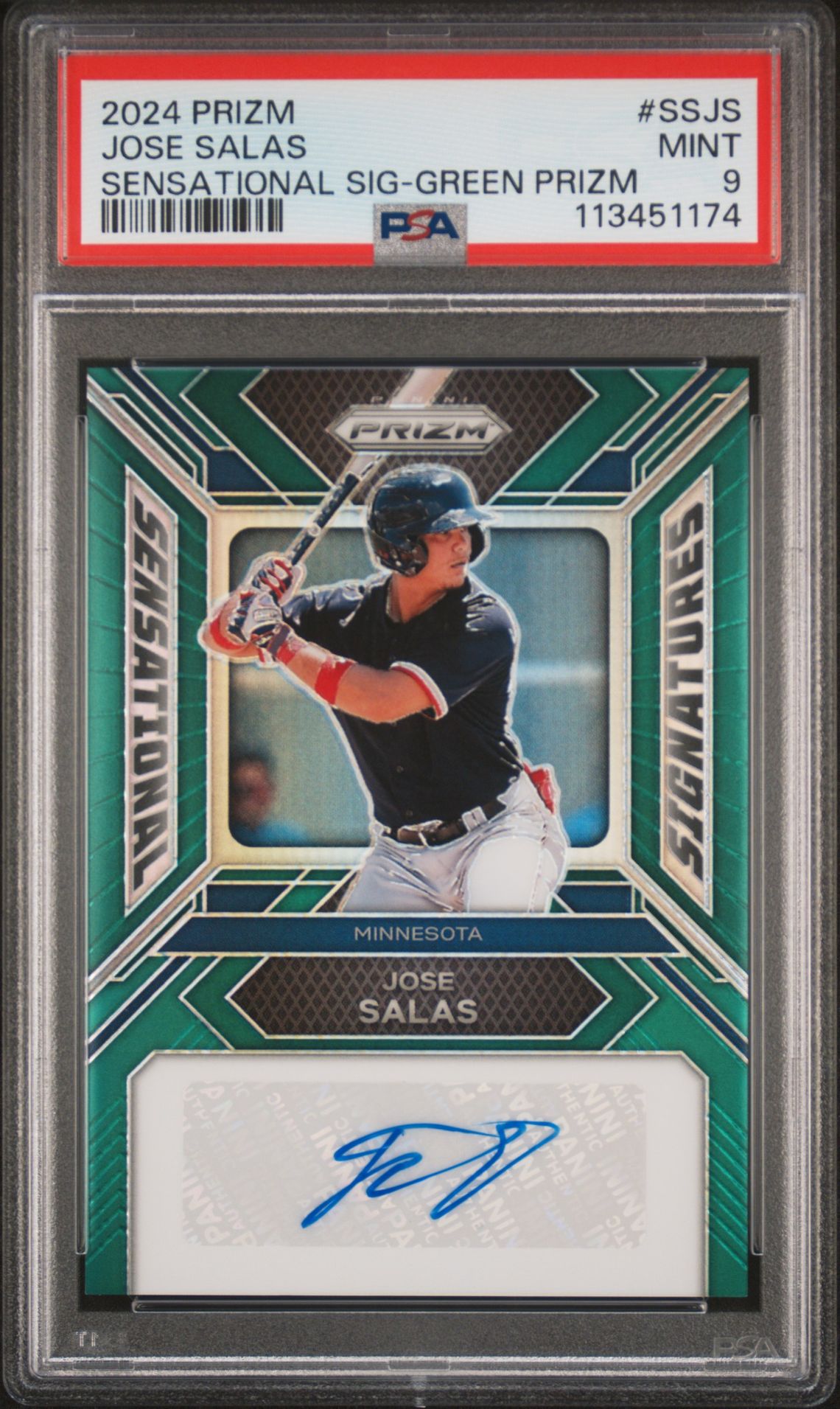 2024 Panini Prizm Sensational Signatures Jose Salas #Ssjs (Sensational Sig-Green Prizm) Mint 9 front