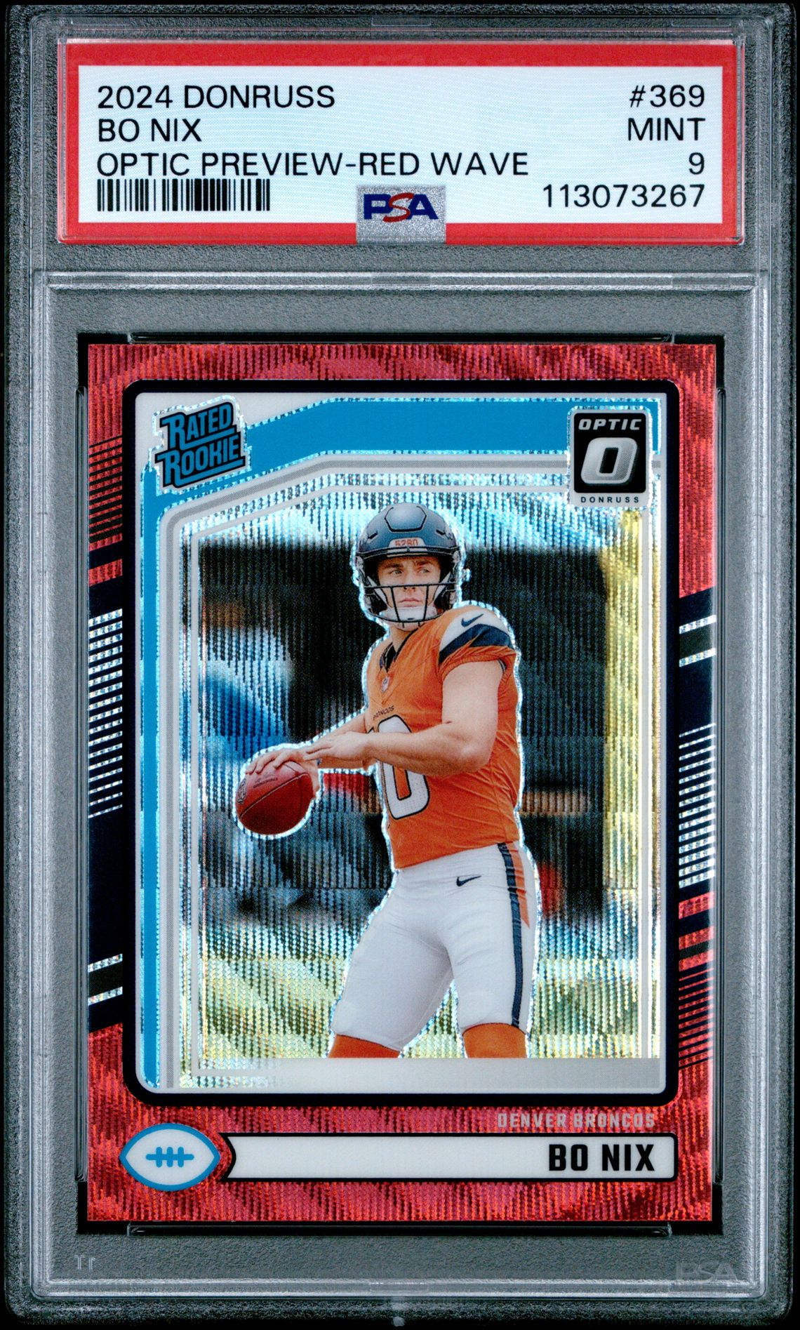 2024 Panini Donruss Bo Nix #369 (Optic Preview-Red Wave) Mint 9 front