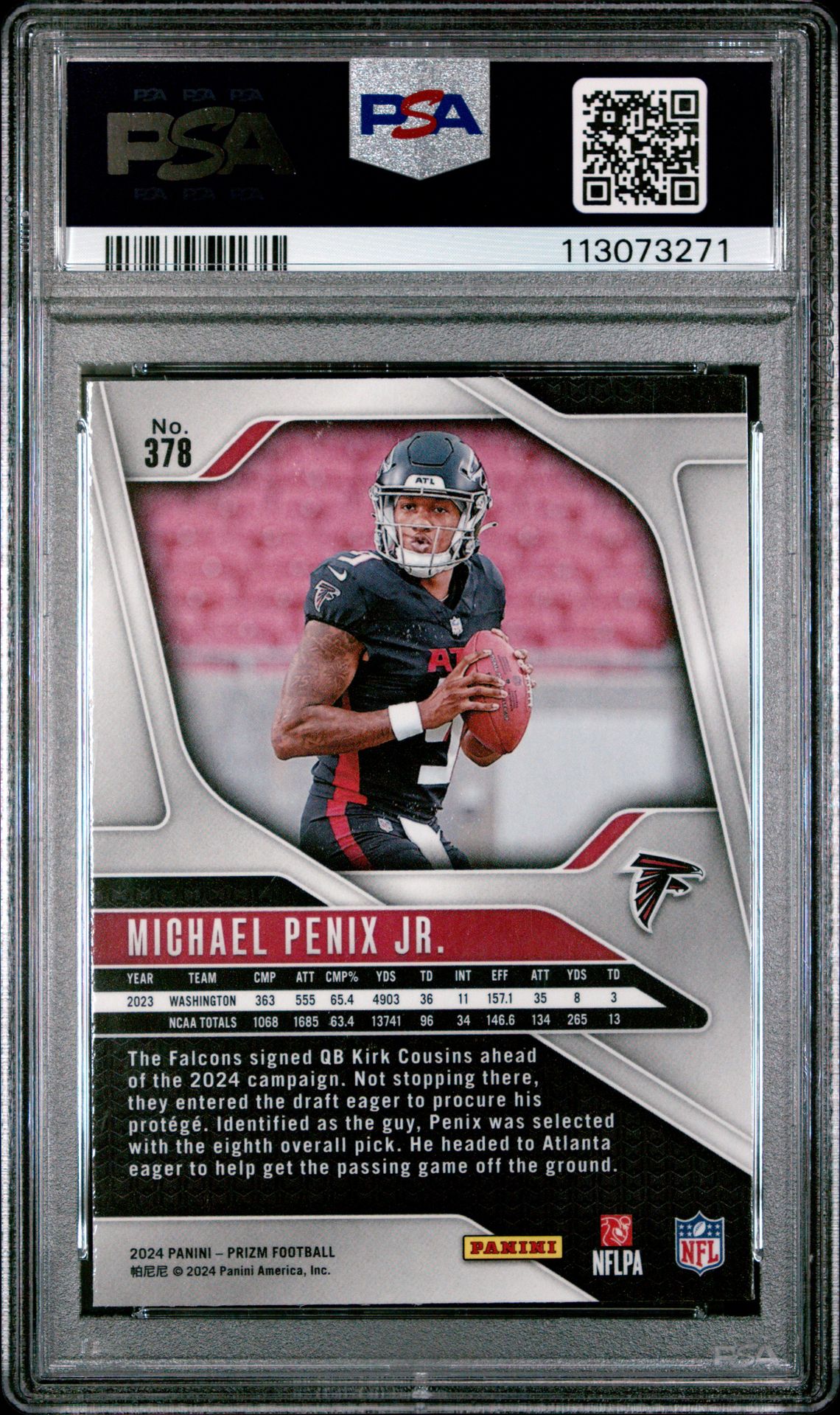 2024 Panini Prizm Michael Penix Jr. #378 Mint 9 back